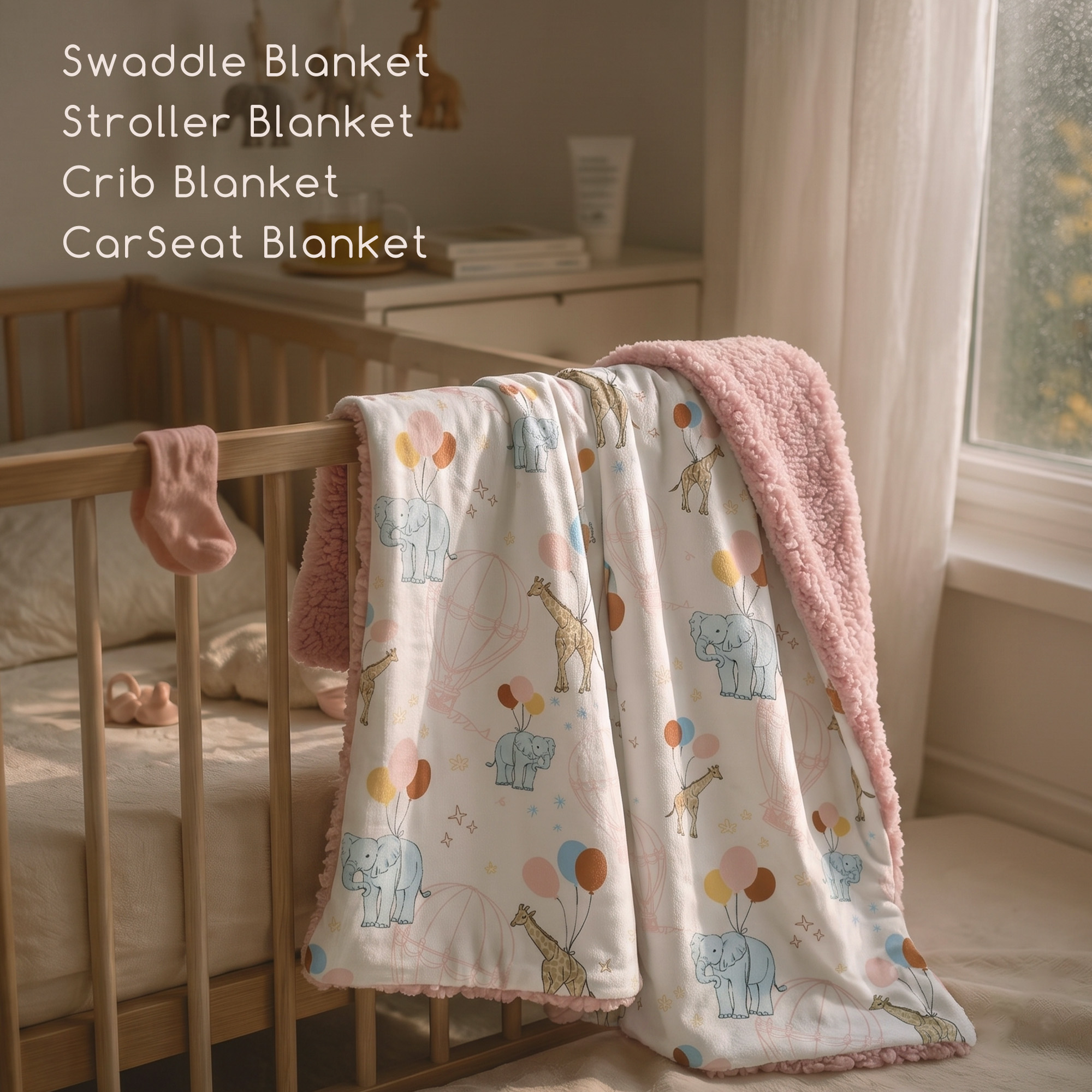 Pink Safari Party | plush baby blanket | 30''*36''