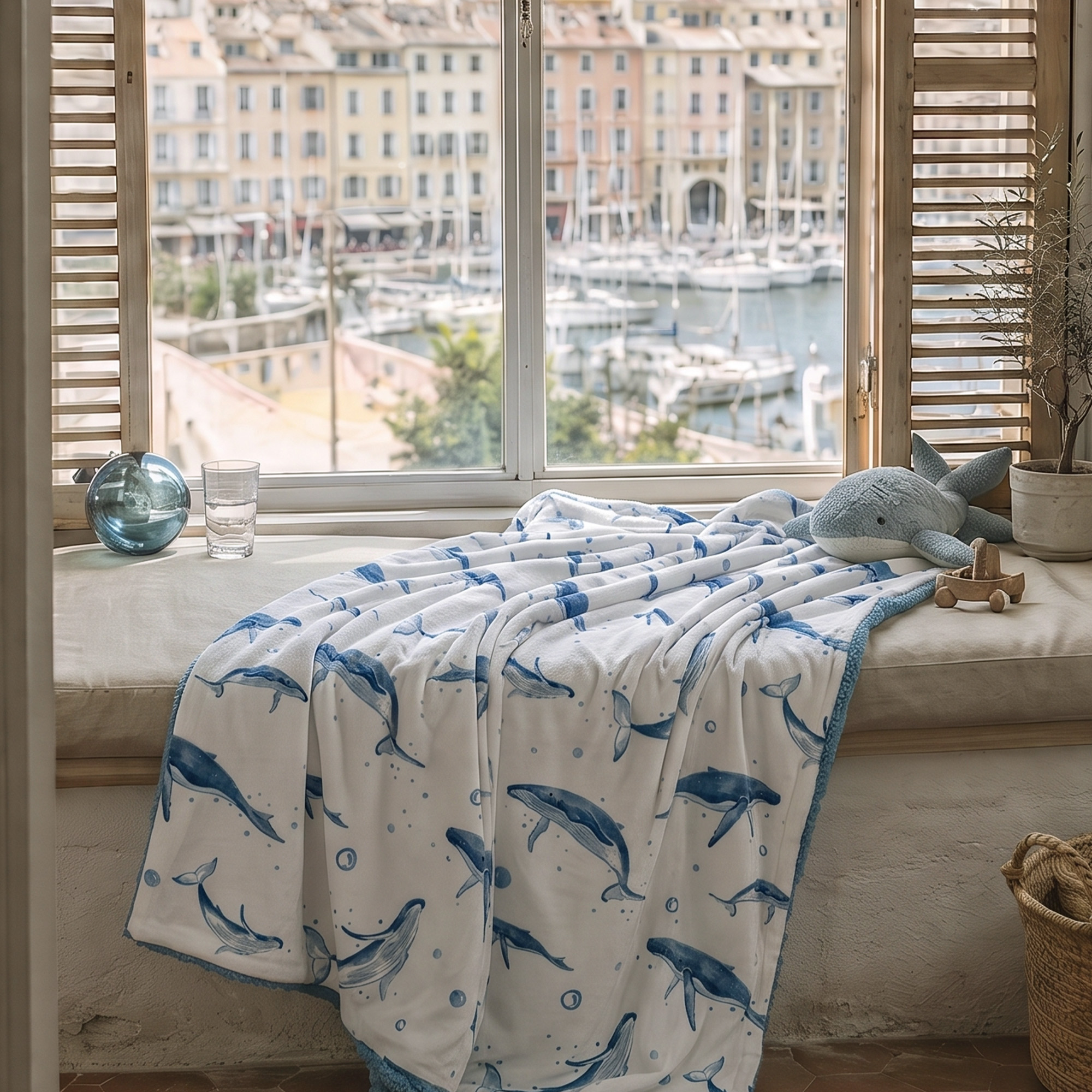 Blue Whale Splash | plush baby blanket | 30''*36''