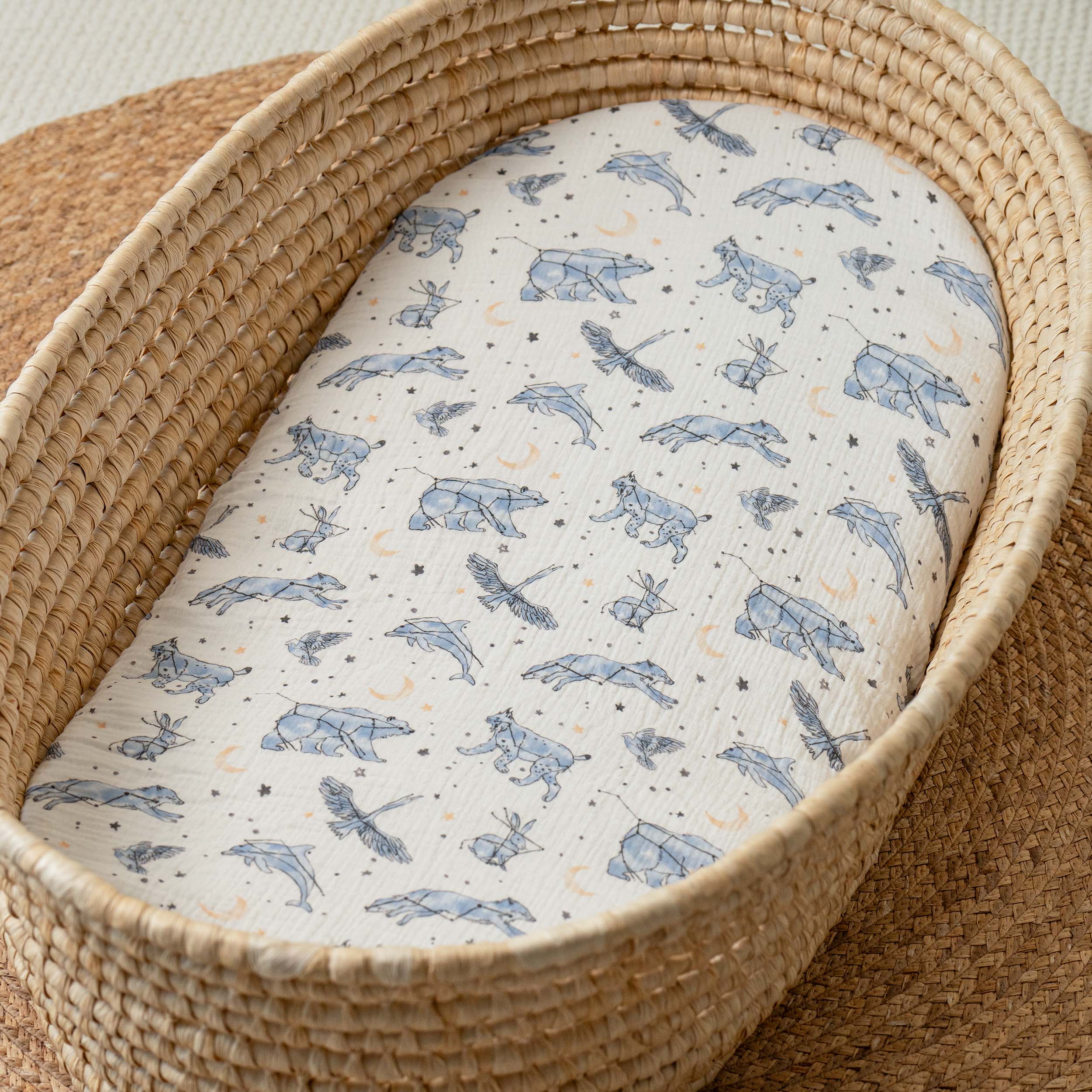 Star | Muslin Bassinet Sheets 3-Pack | 33''*17''