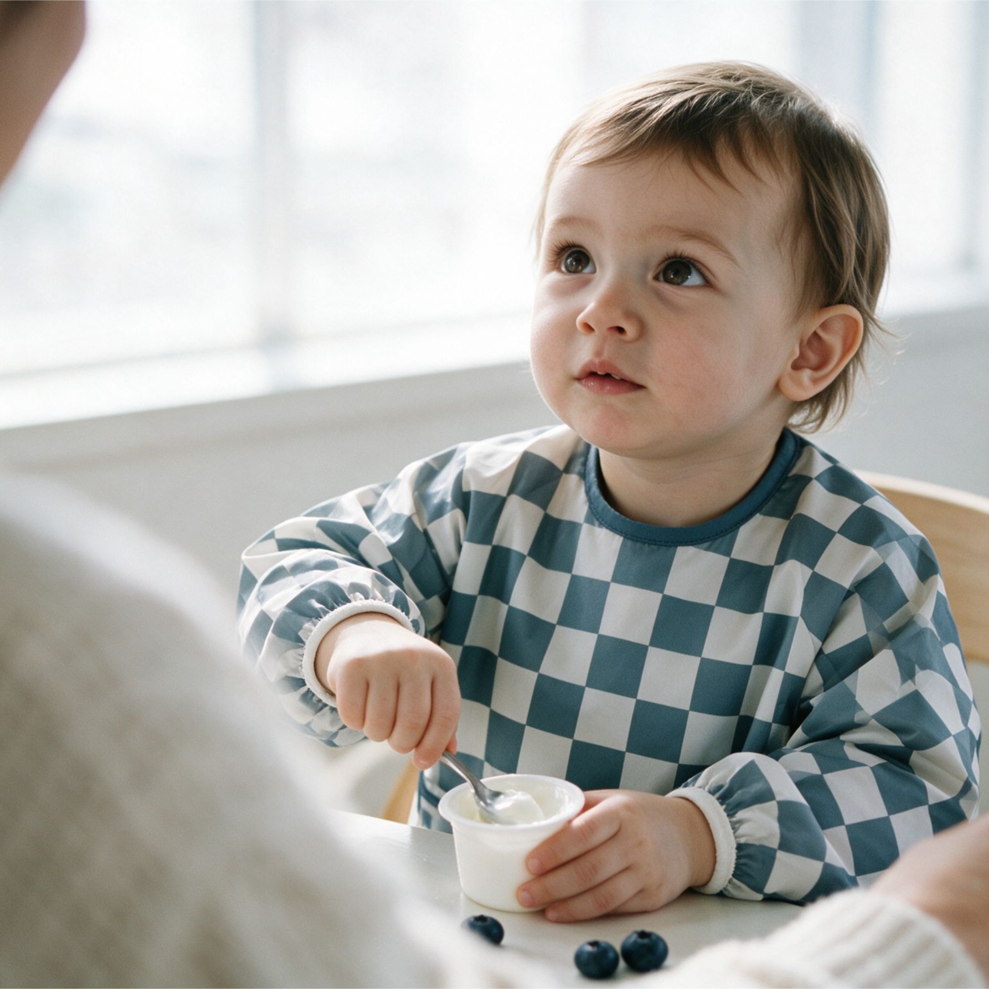 Black & Blue Check | Waterproof Smock Bibs 3 Pack | 6-24 Months