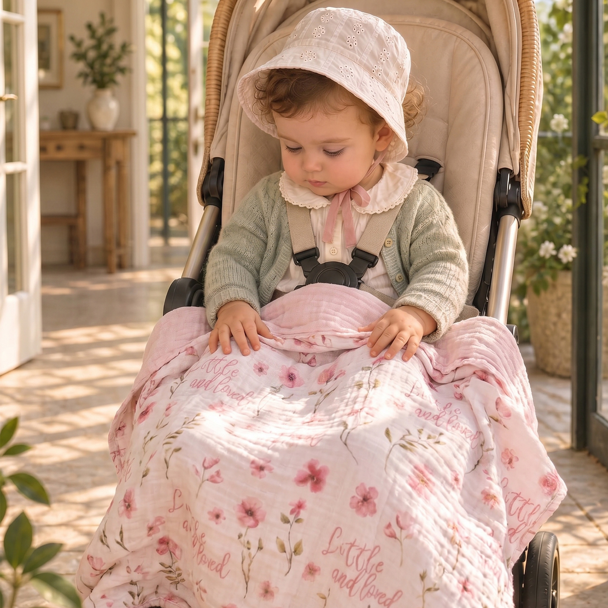 Muslin Swaddle Blankets 1-Pack | 31.5x43.3" | Blush Floral Love