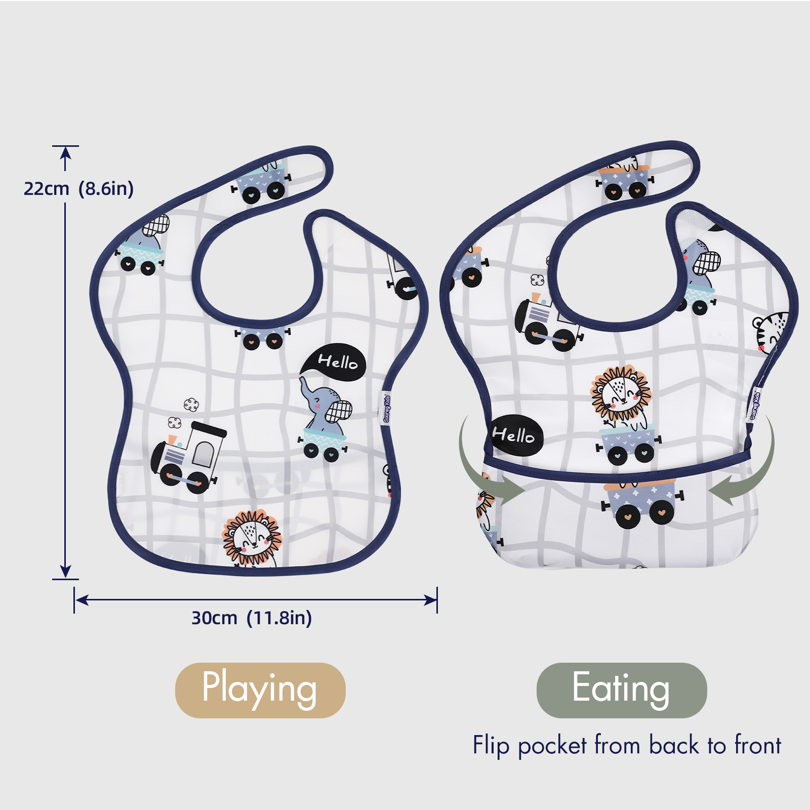 Elephant and Astronaut | Gllquen Baby Waterproof Bibs 5 Pack | 3-24 Months
