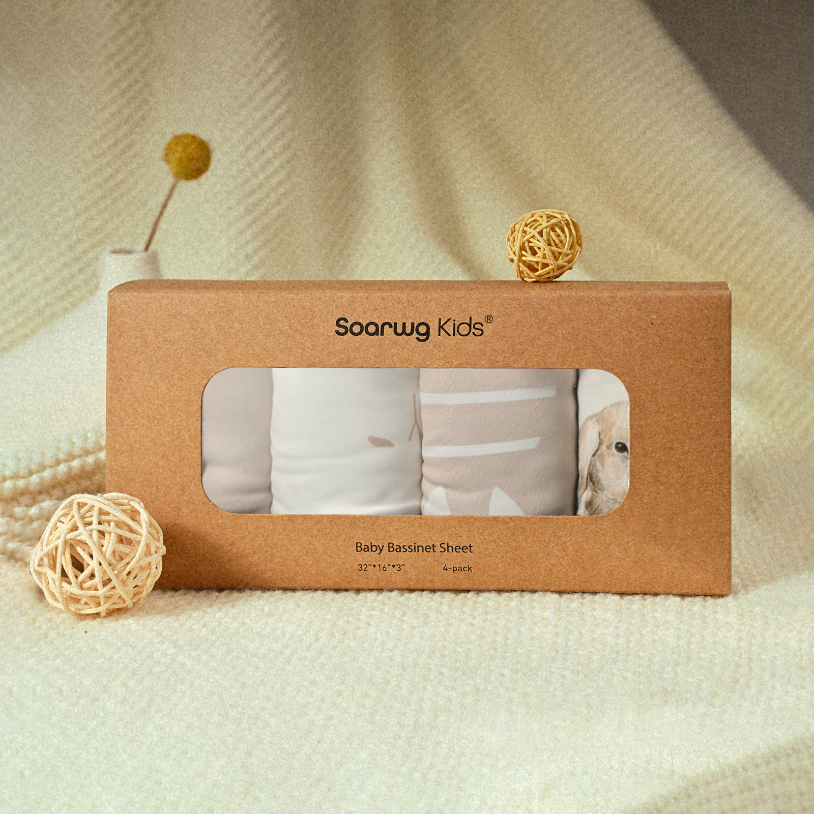 Rabbit | Bassinet Sheets 4-Pack | 16''*32''