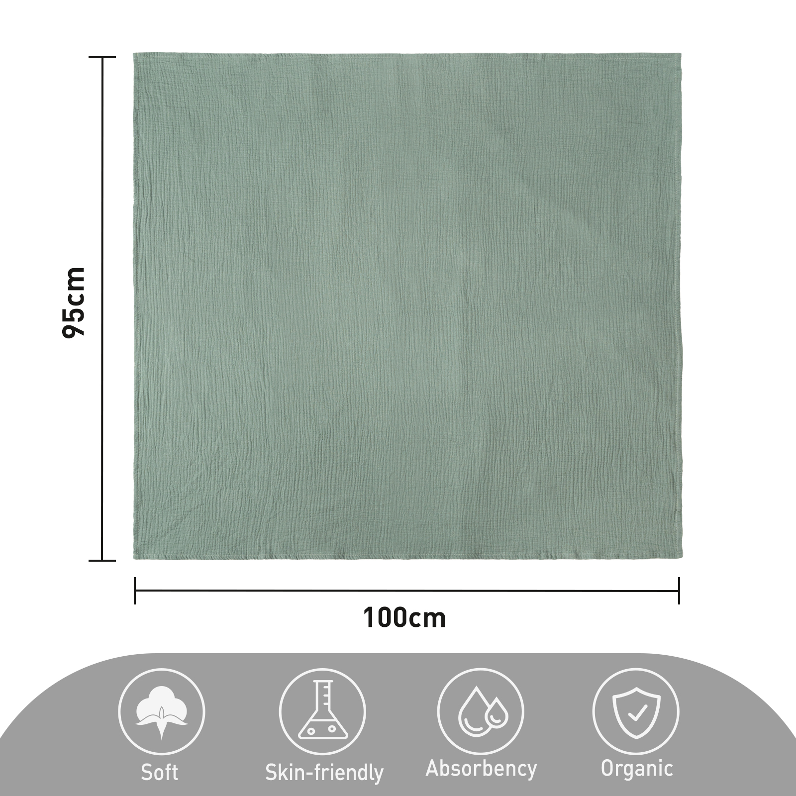 Muslin Swaddle Blankets 4-Pack, 38"x40" - Lakes