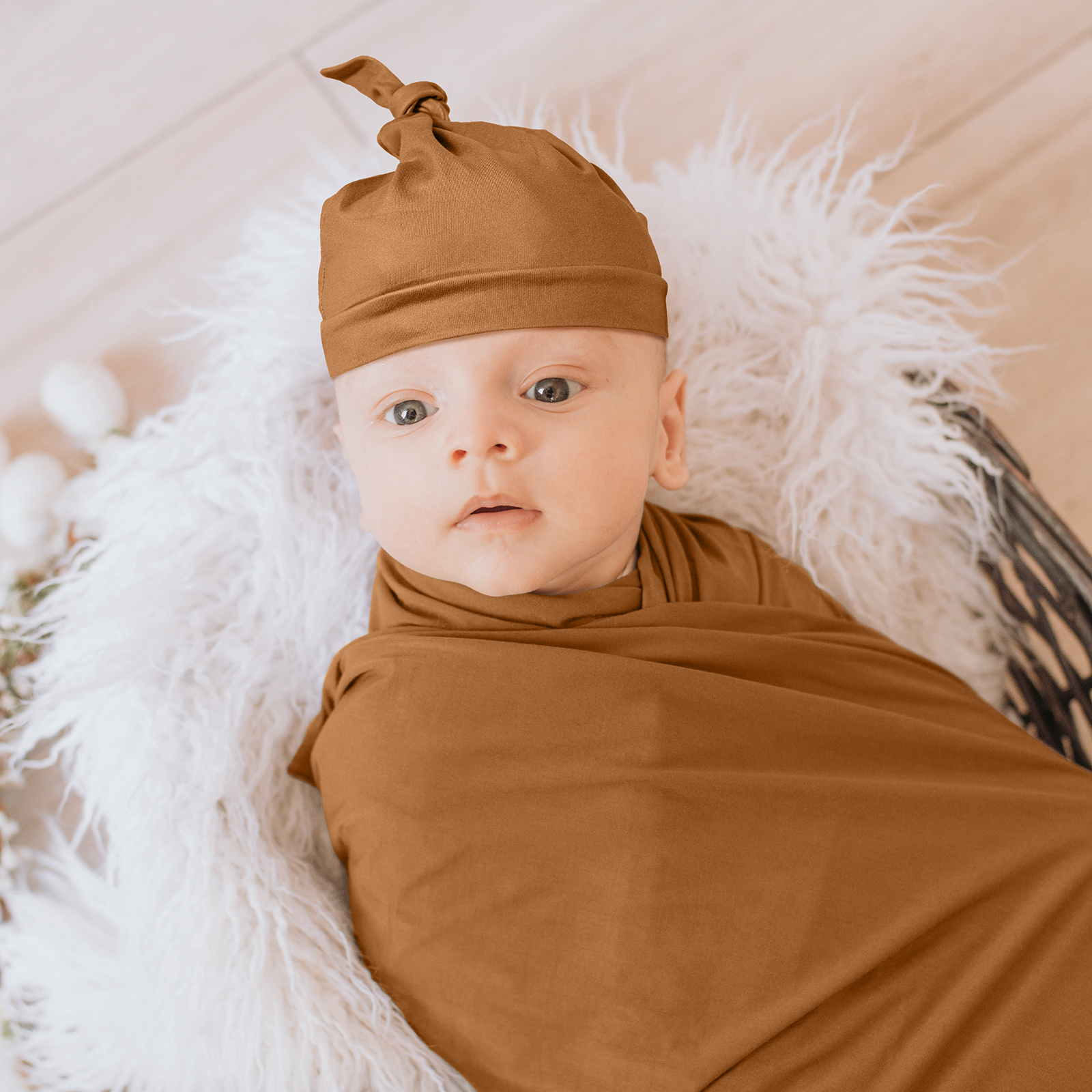 Coffee | Baby Swaddle and Hat Set | 33.5*43inch