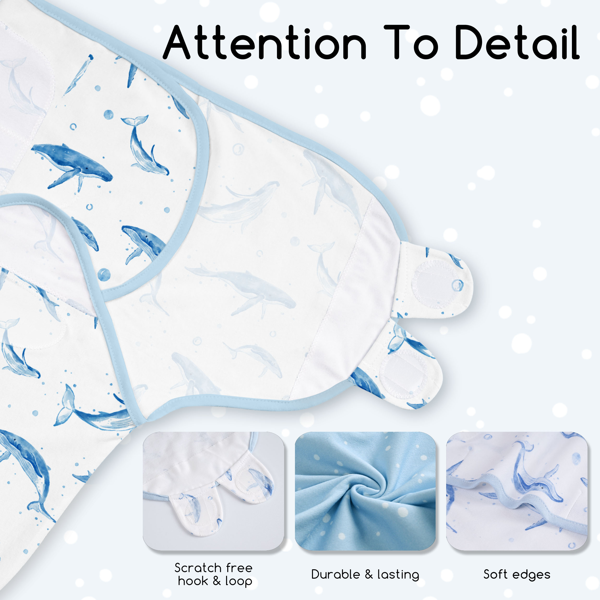 Blue Whale Whisper | Baby Swaddle 2-Pack | 0-3 Months