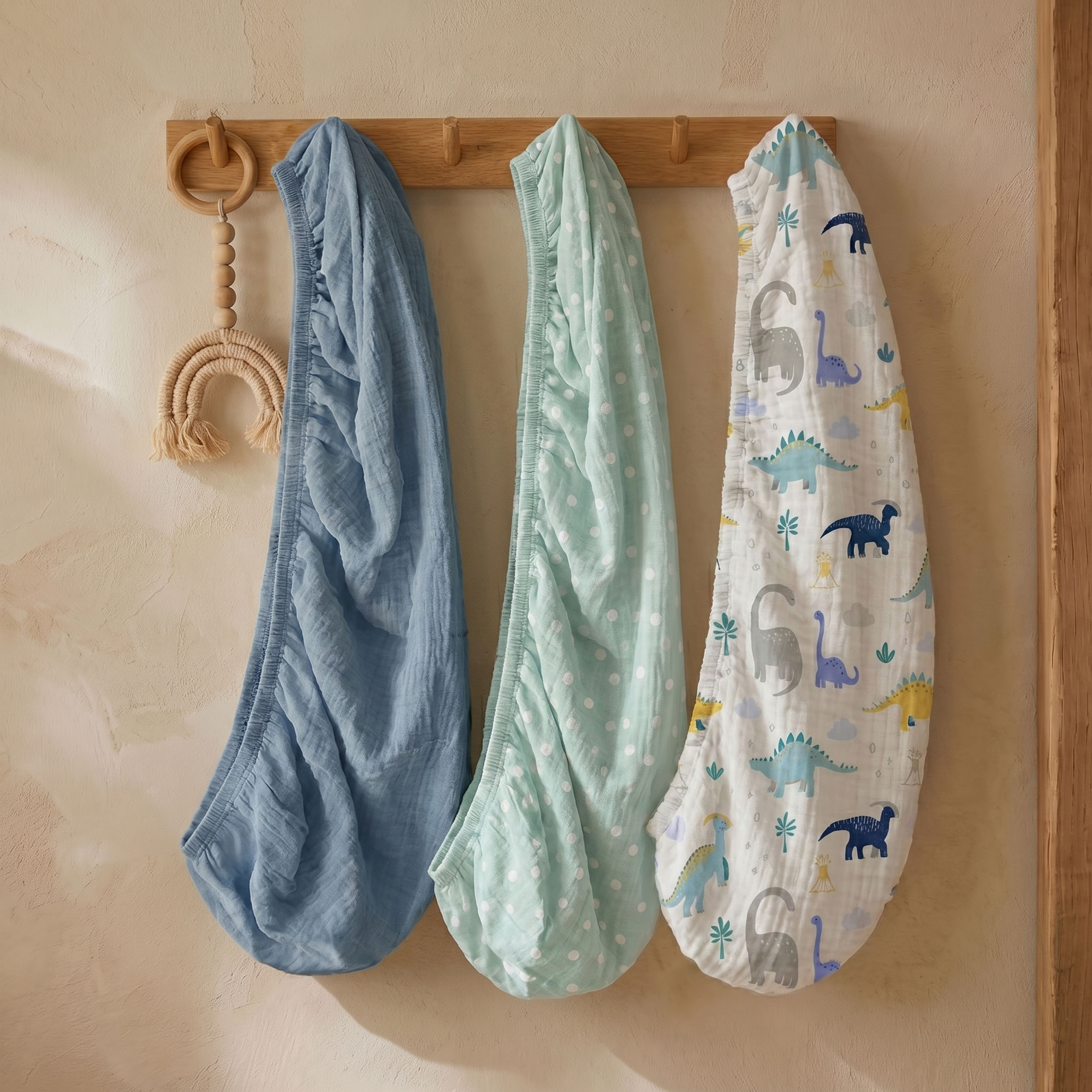 Tropical Dino  Print | Muslin Bassinet Sheets 3-Pack | 33''*17''
