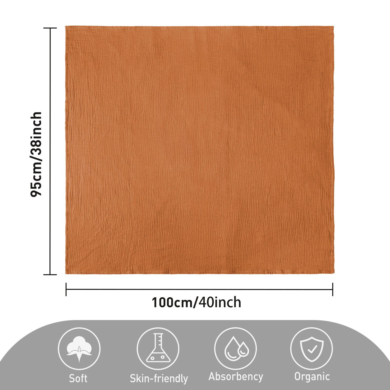 Muslin Swaddle Blankets 3-Pack, 38"x40" - Rising 