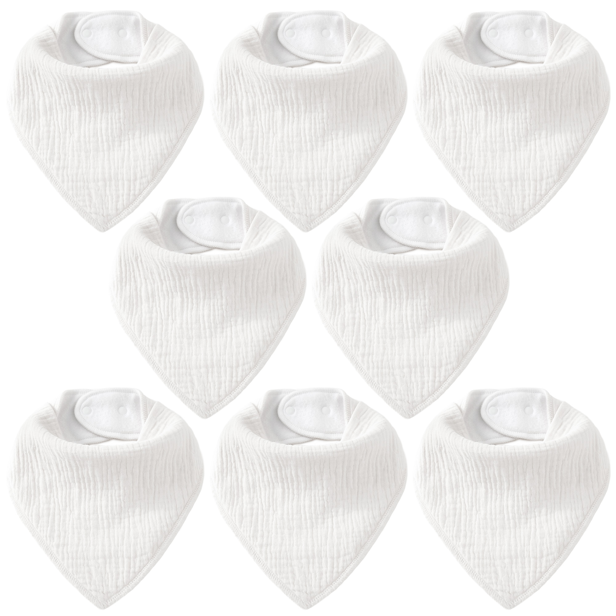 Pure Cream Blank | Soft & Absorbent Muslin Bandana Bibs 8 Pack