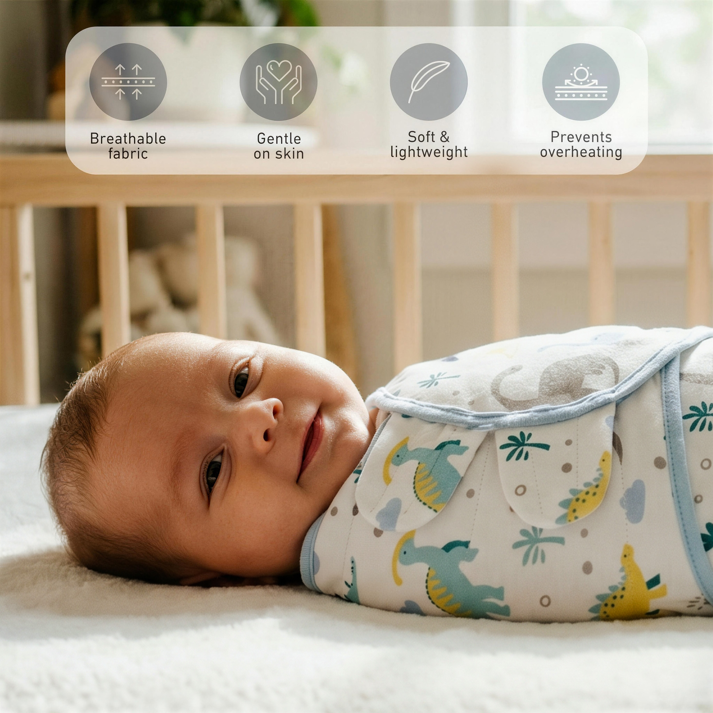 Tropical Dino  Print | Baby Swaddle 3 Pack | 0-3 Months