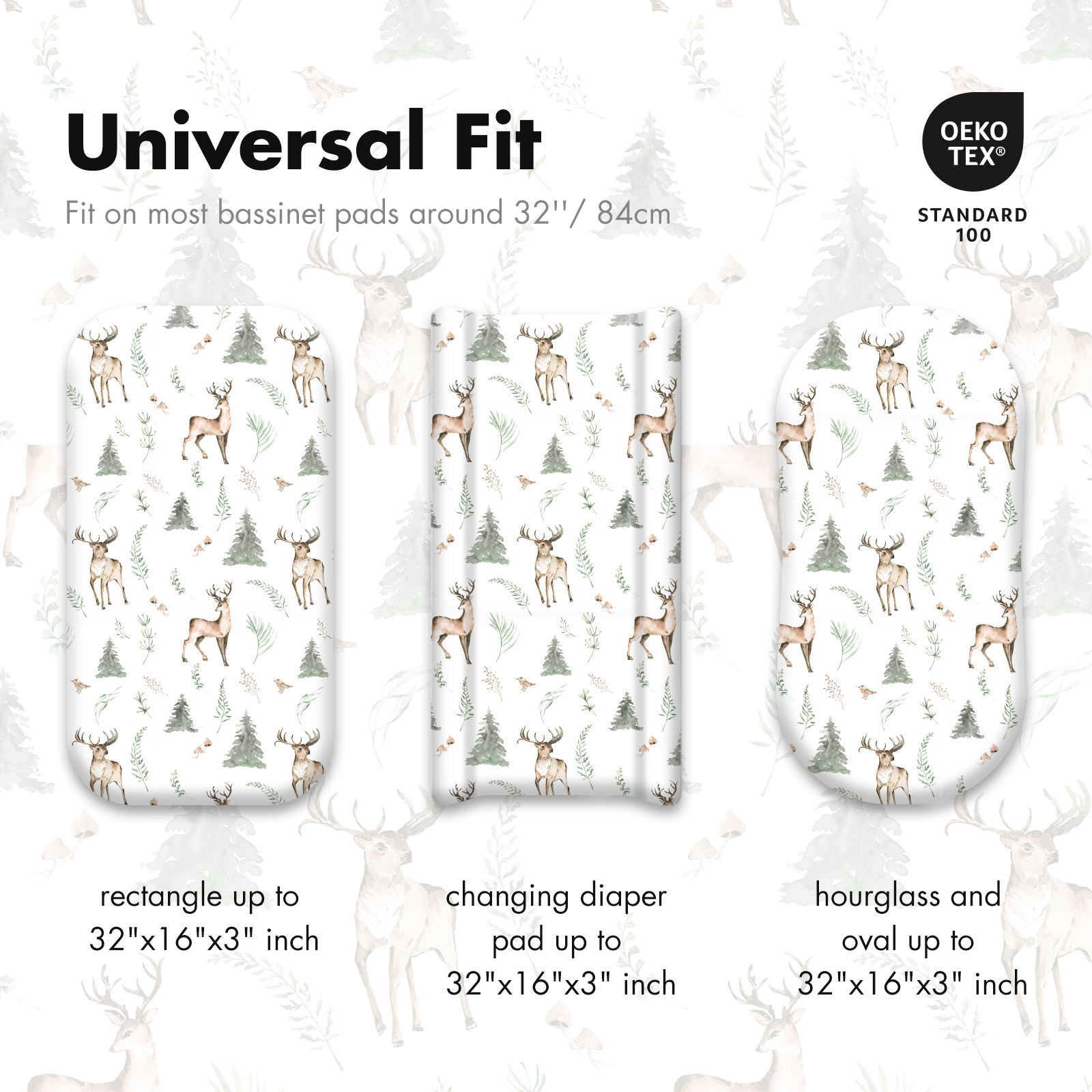 Reindeer | Soft Microfiber Fitted Change Pad Cover & Bassinet Sheets 2 Pack | 16''*32''