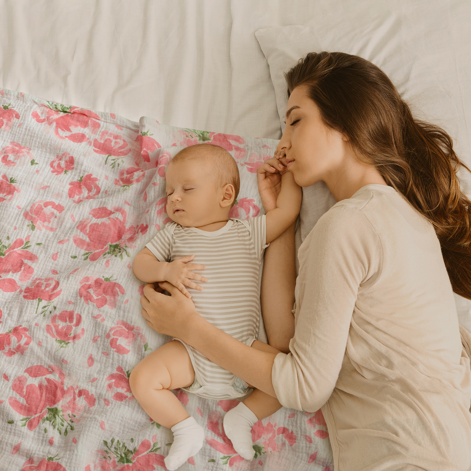 Pink Flower | Muslin and Fleece Plush Dot Blanket | 30''*40''