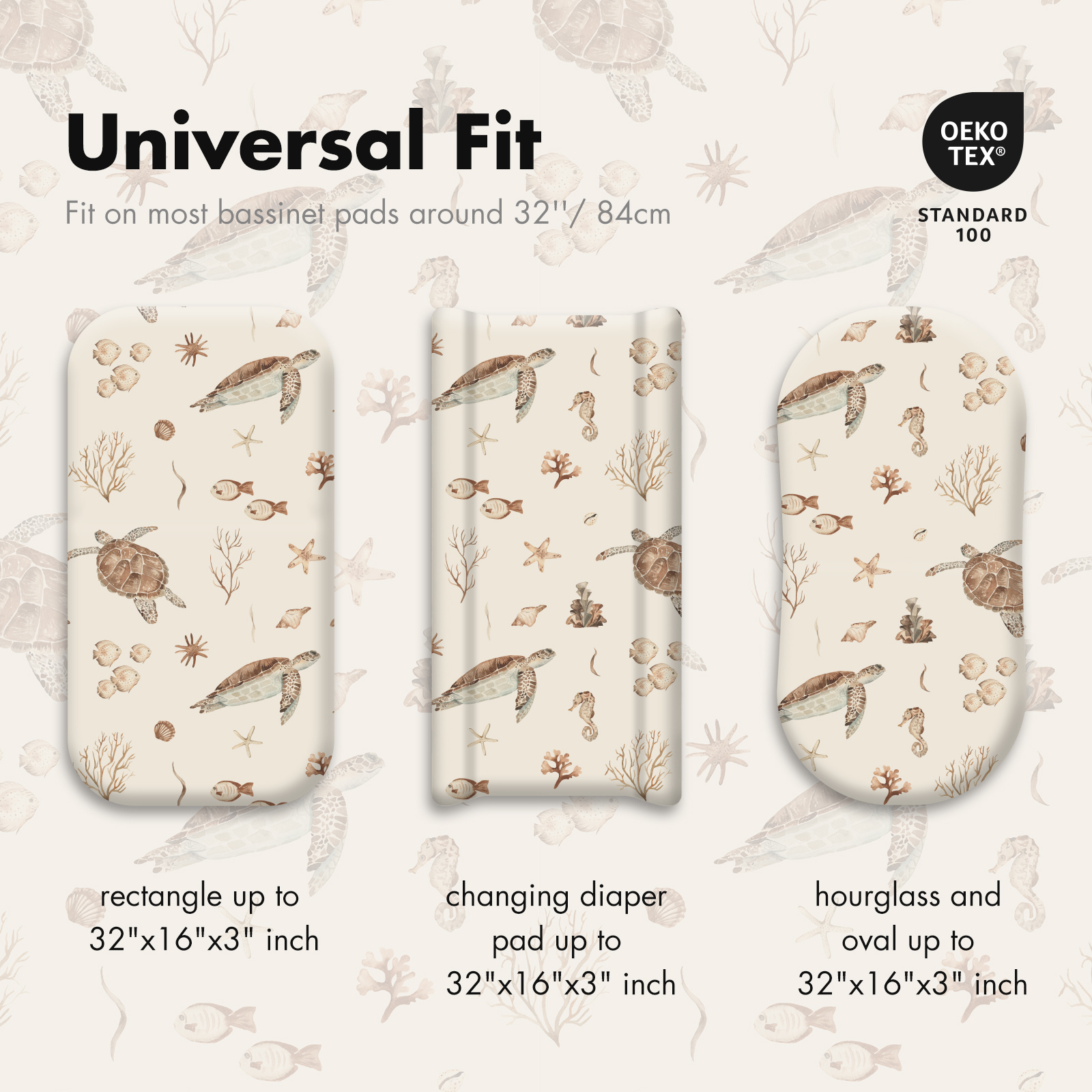 Sea Turtle | Soft Microfiber Fitted Change Pad Cover & Bassinet Sheets 2 Pack | 16''*32''