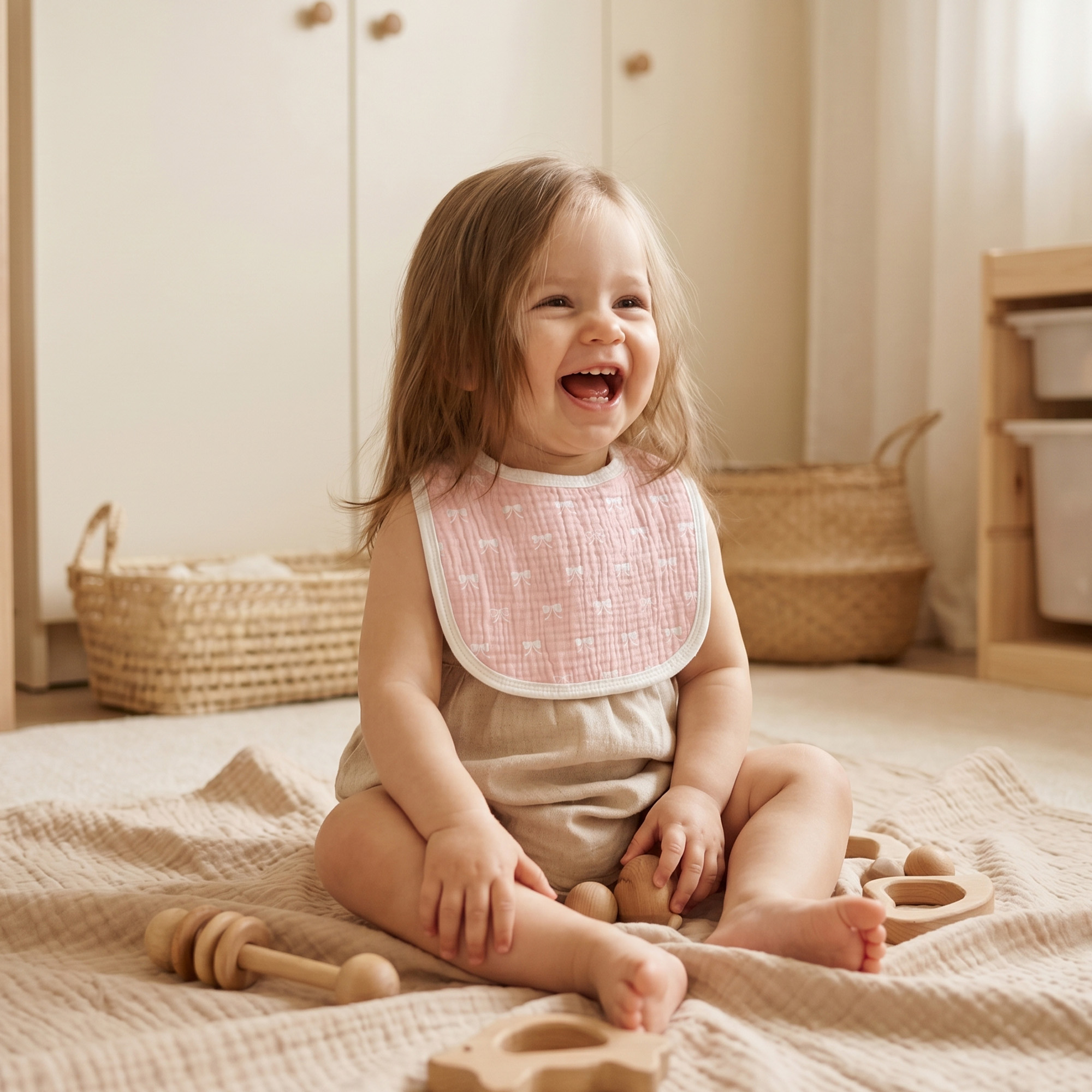 Sweet Blush Butterfly | Baby Muslin Bibs 6 Pack | 0-36 Months