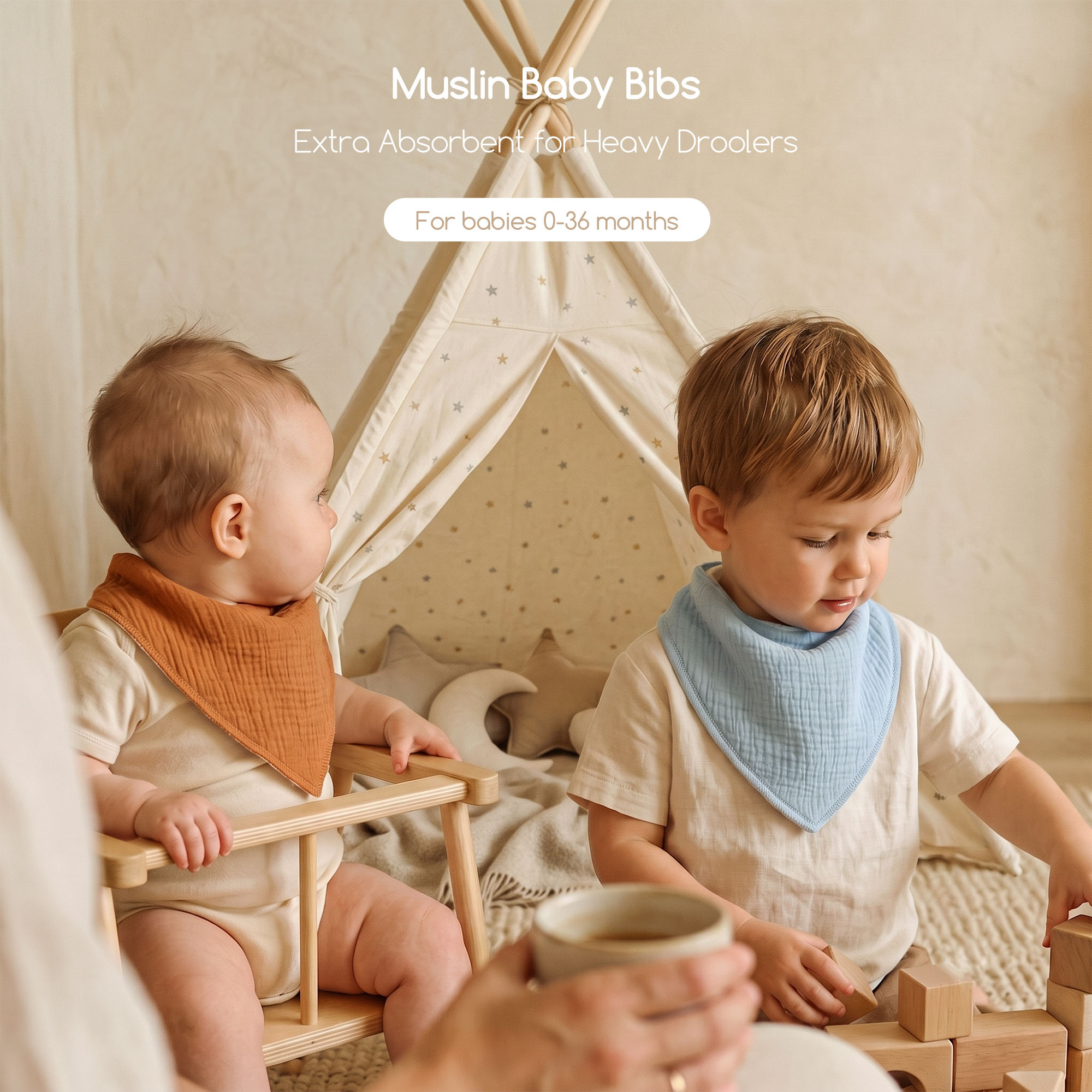 Warm Ember Glow | Soft & Absorbent Muslin Bandana Bibs 10 Pack