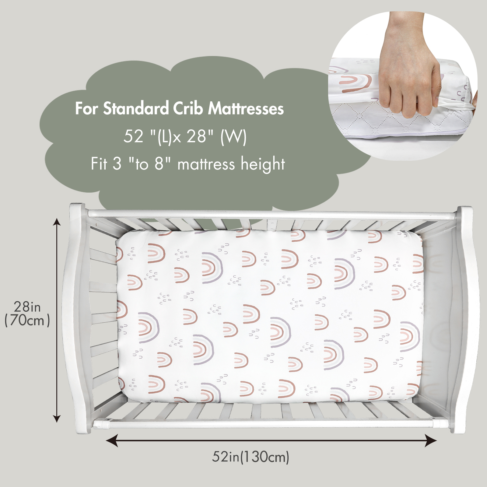 Rainbows | Soft Microfiber Fitted Change Pad Cover & Bassinet Sheets 2 Pack