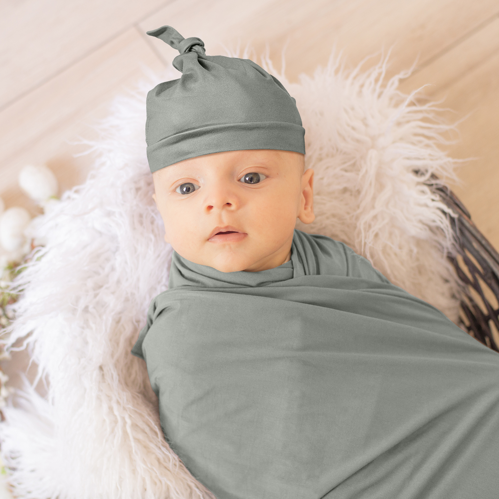 Stone | Baby Swaddle and Hat Set | 33.5*43inch