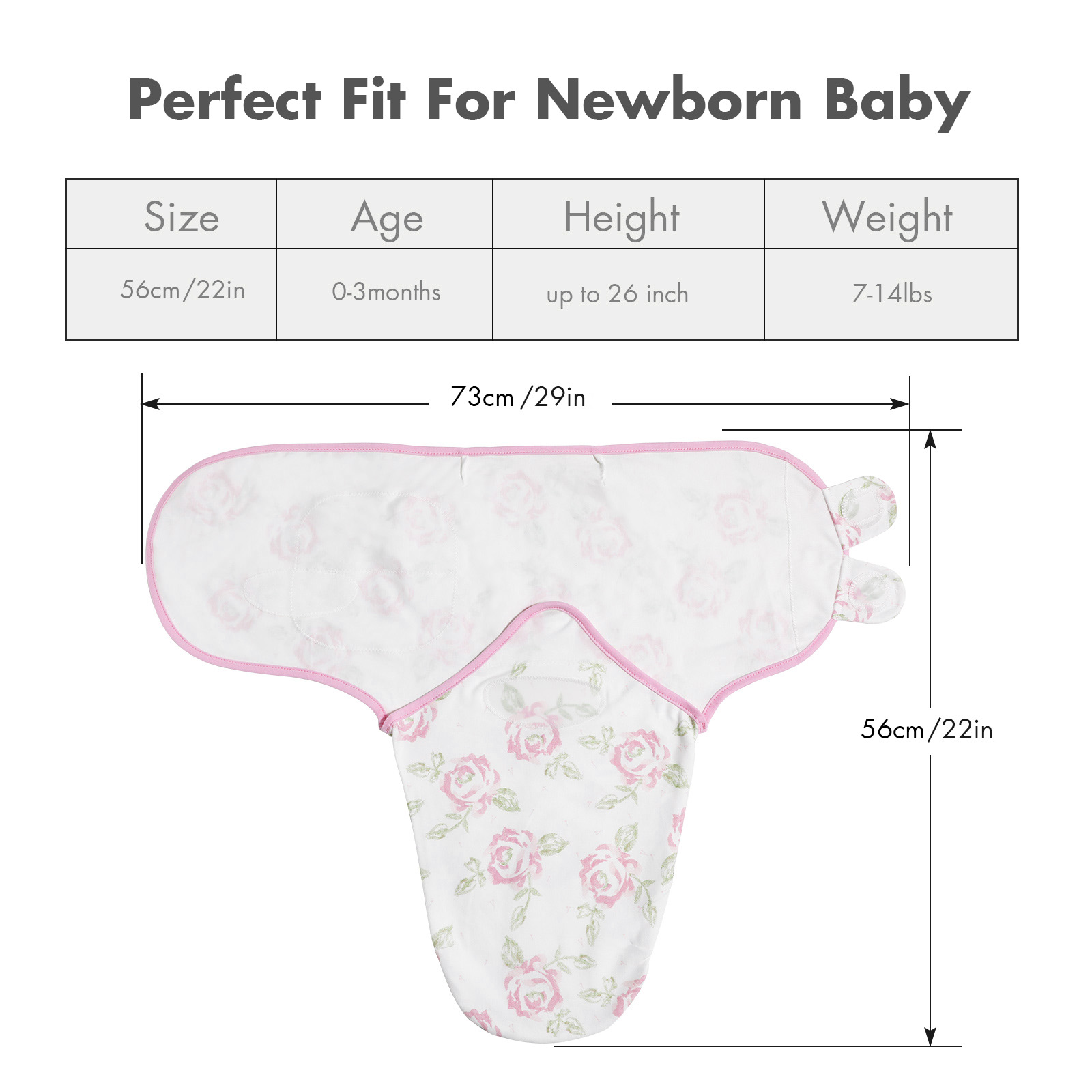 Pink Floral | Soarwg Baby Swaddle 0-3 Months 4 Pack