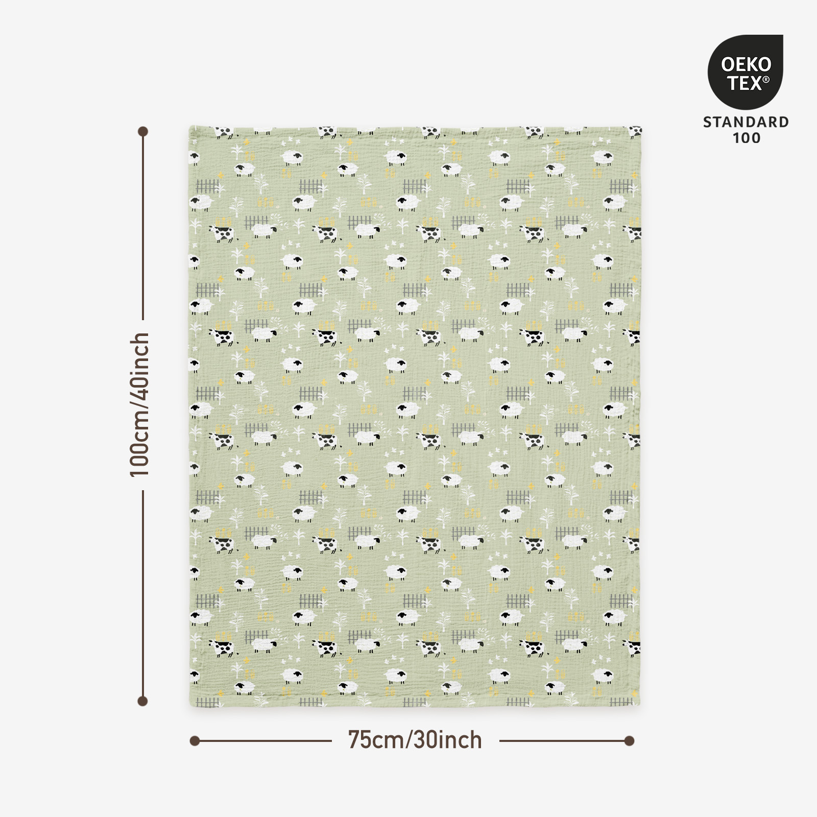 Happy Little Sheep | Muslin and Fleece Plush Dot Blanket | 30''*40''