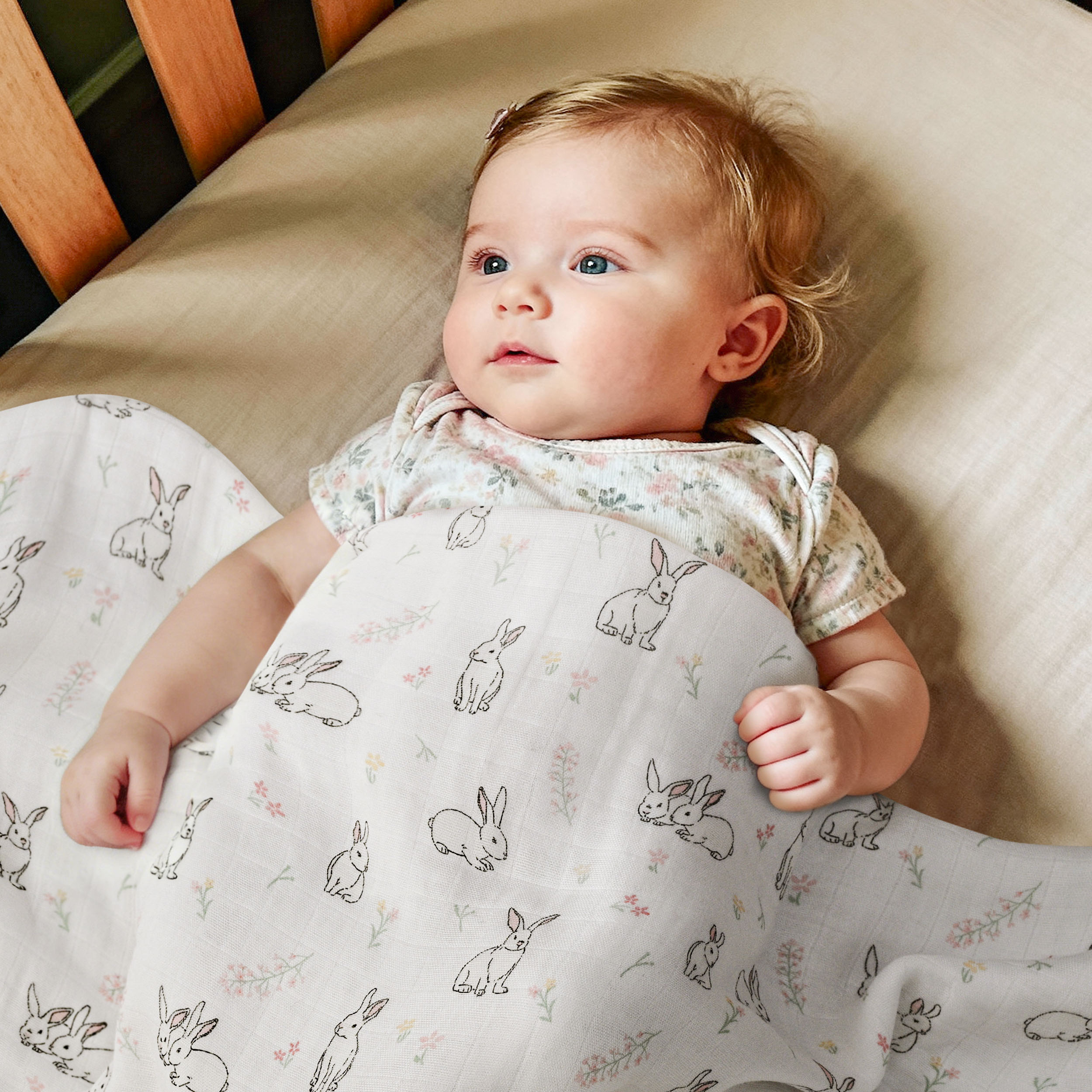 Muslin Swaddle Blankets 2-Pack | 35"x40" | Looking for Spring