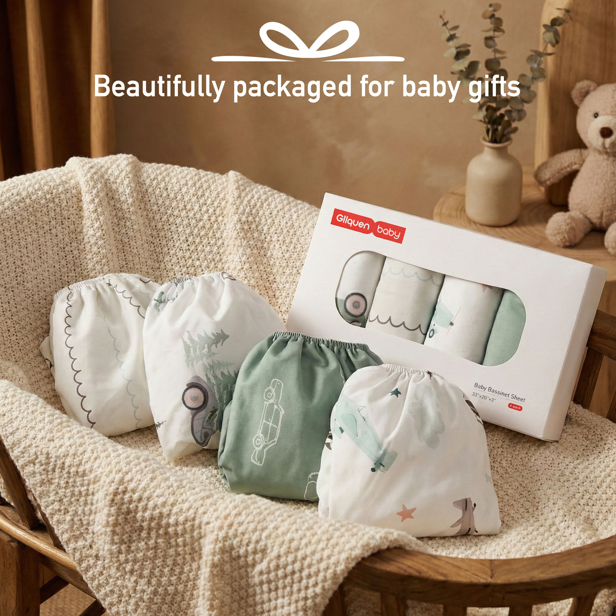 Retro Traveler | Bassinet Sheets 4-Pack | 20*33''