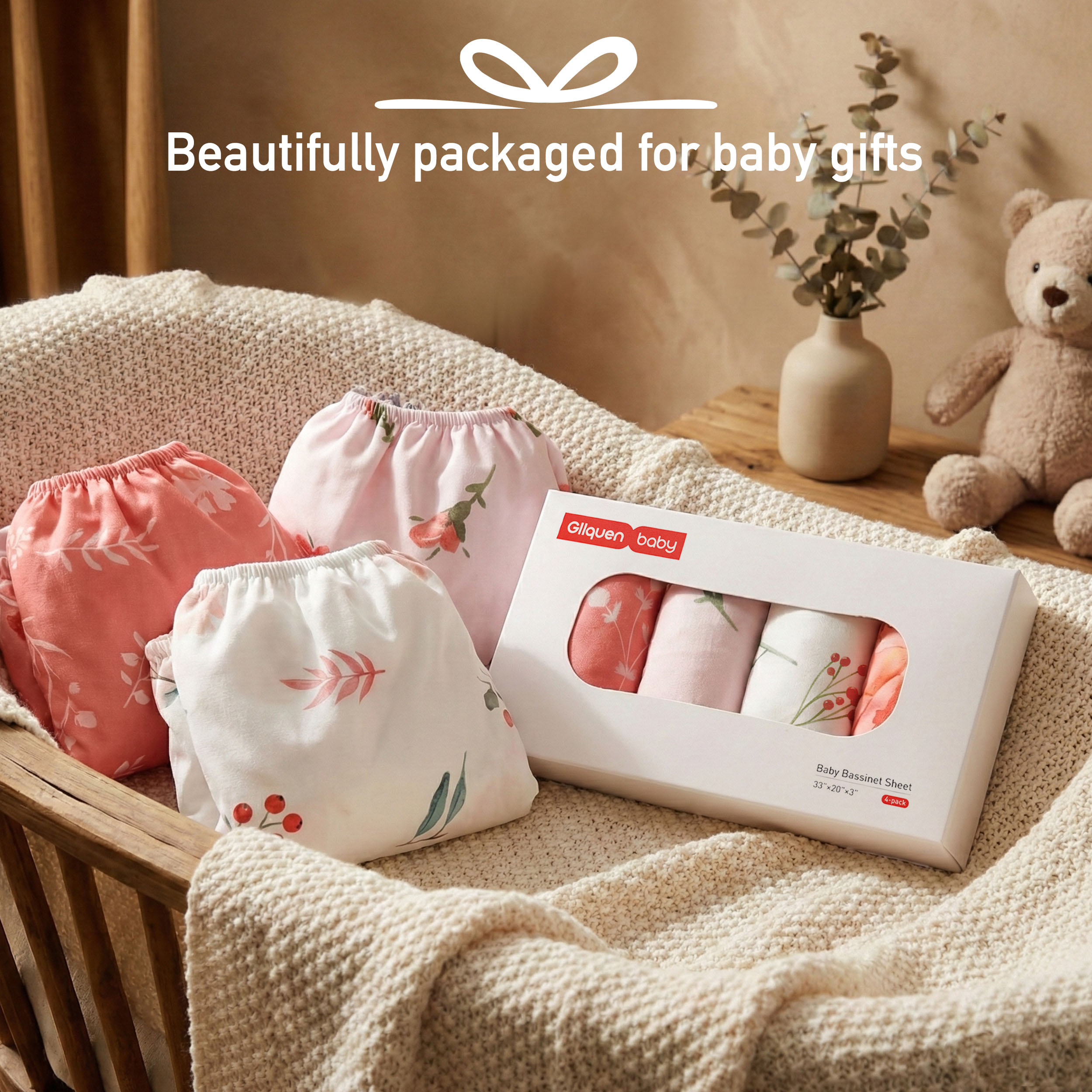 Floral Reverie | Bassinet Sheets 4-Pack | 20*33''