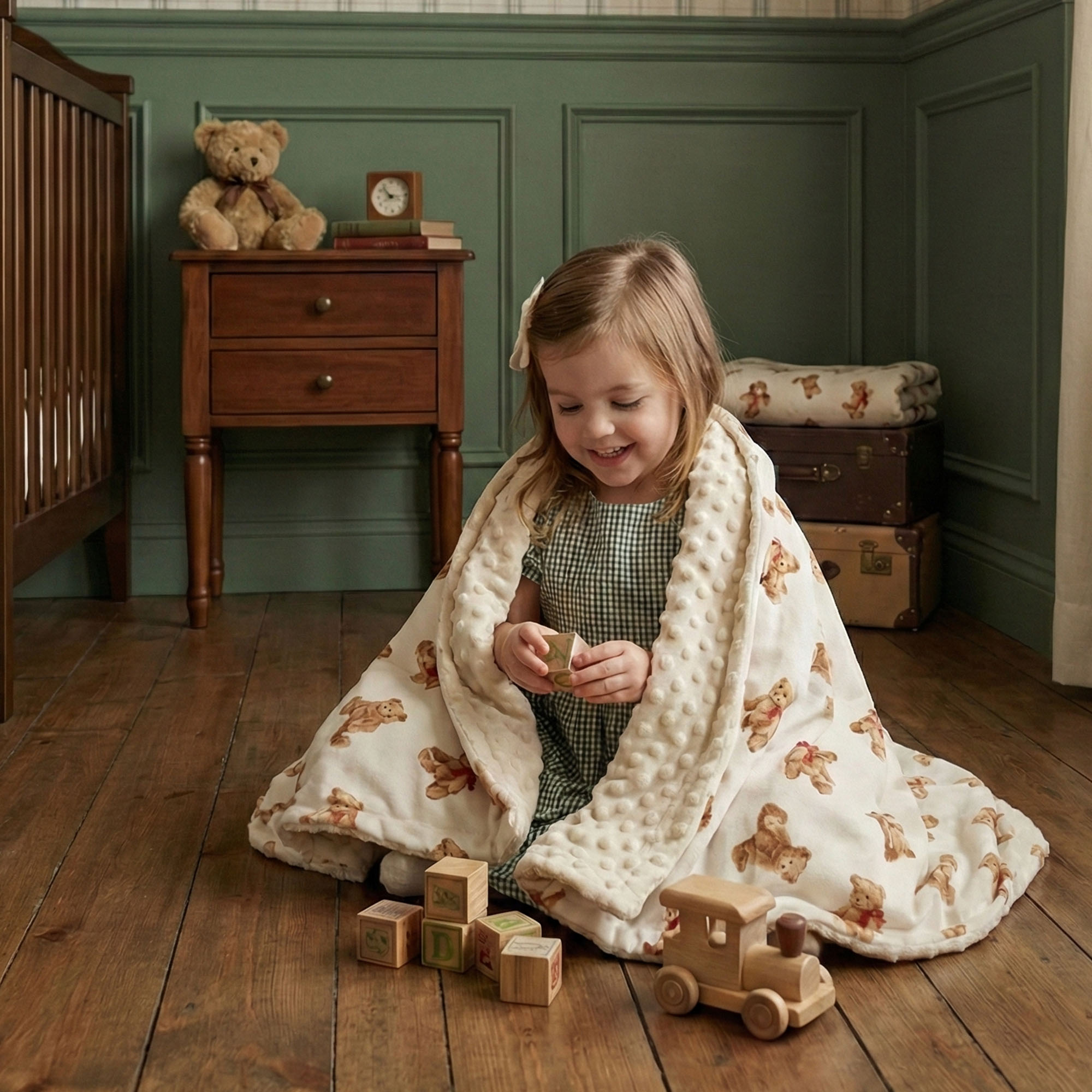 Creamy Brown Teddy | Fleece Plush Dot Blanket | 30''*40''