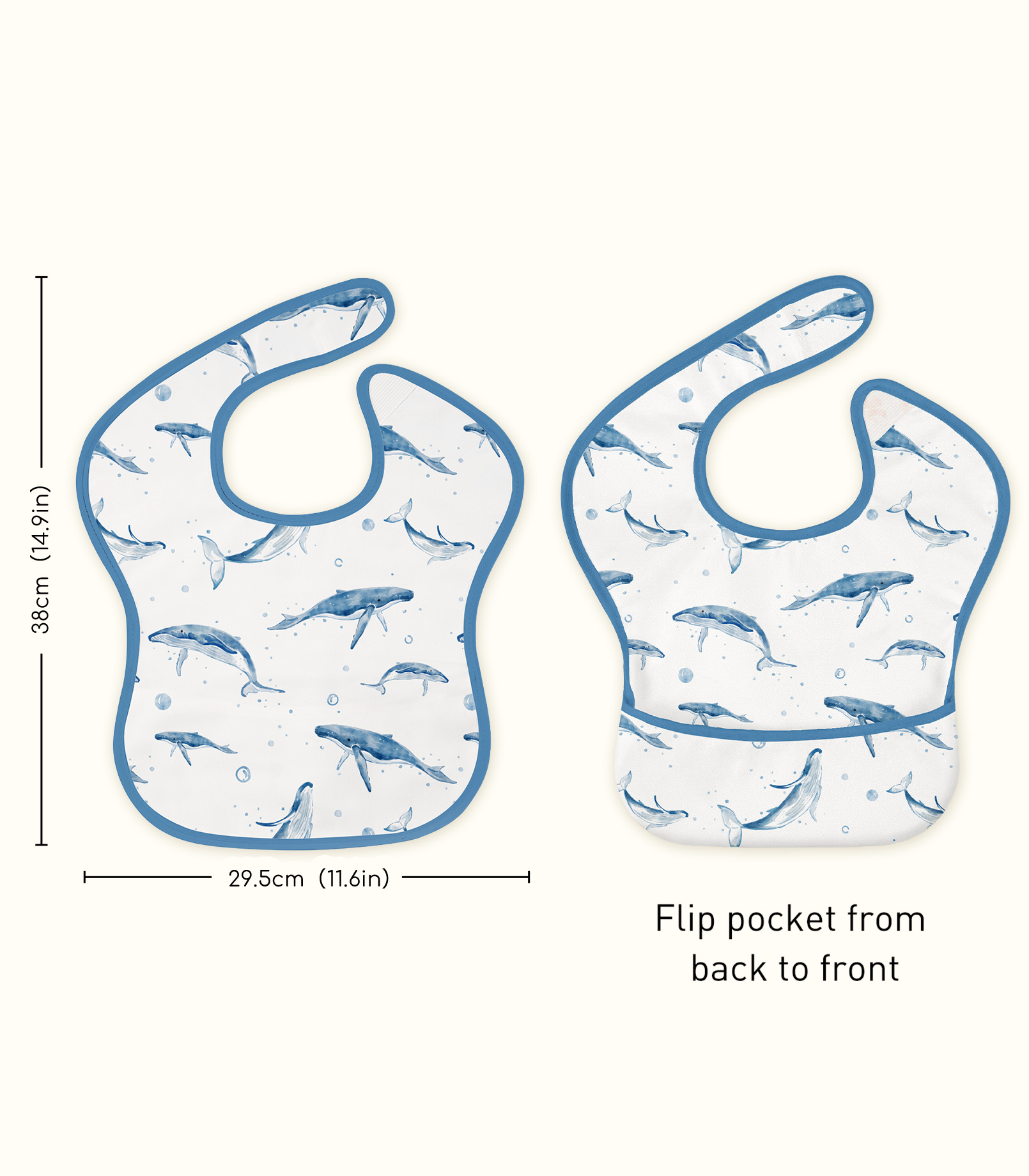 Blue Whale Whisper | Gllquen baby Waterproof Bibs 3 Pack | 3-24 Months