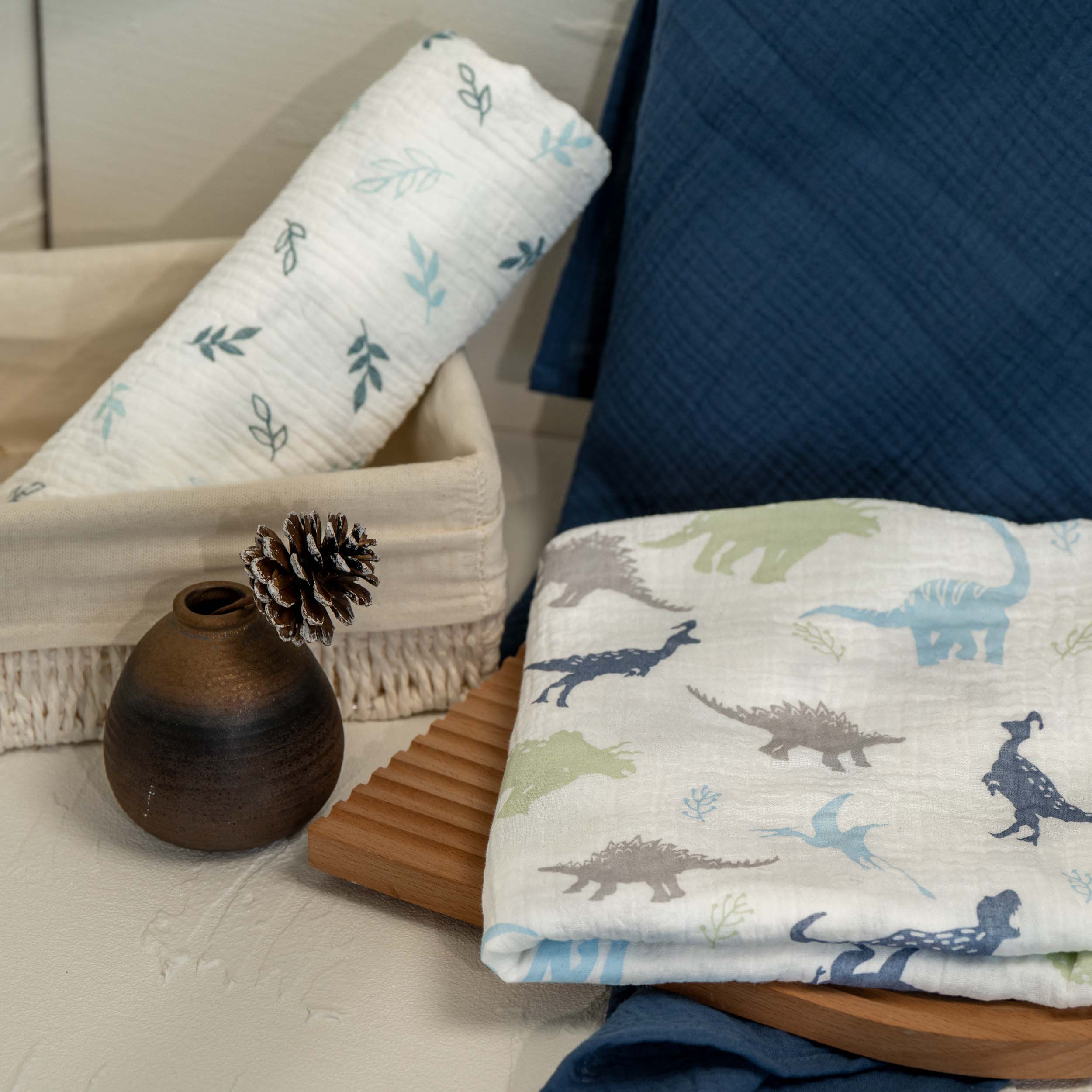 Muslin Swaddle Blankets 3-Pack | 38"x40" | My Dino Pals