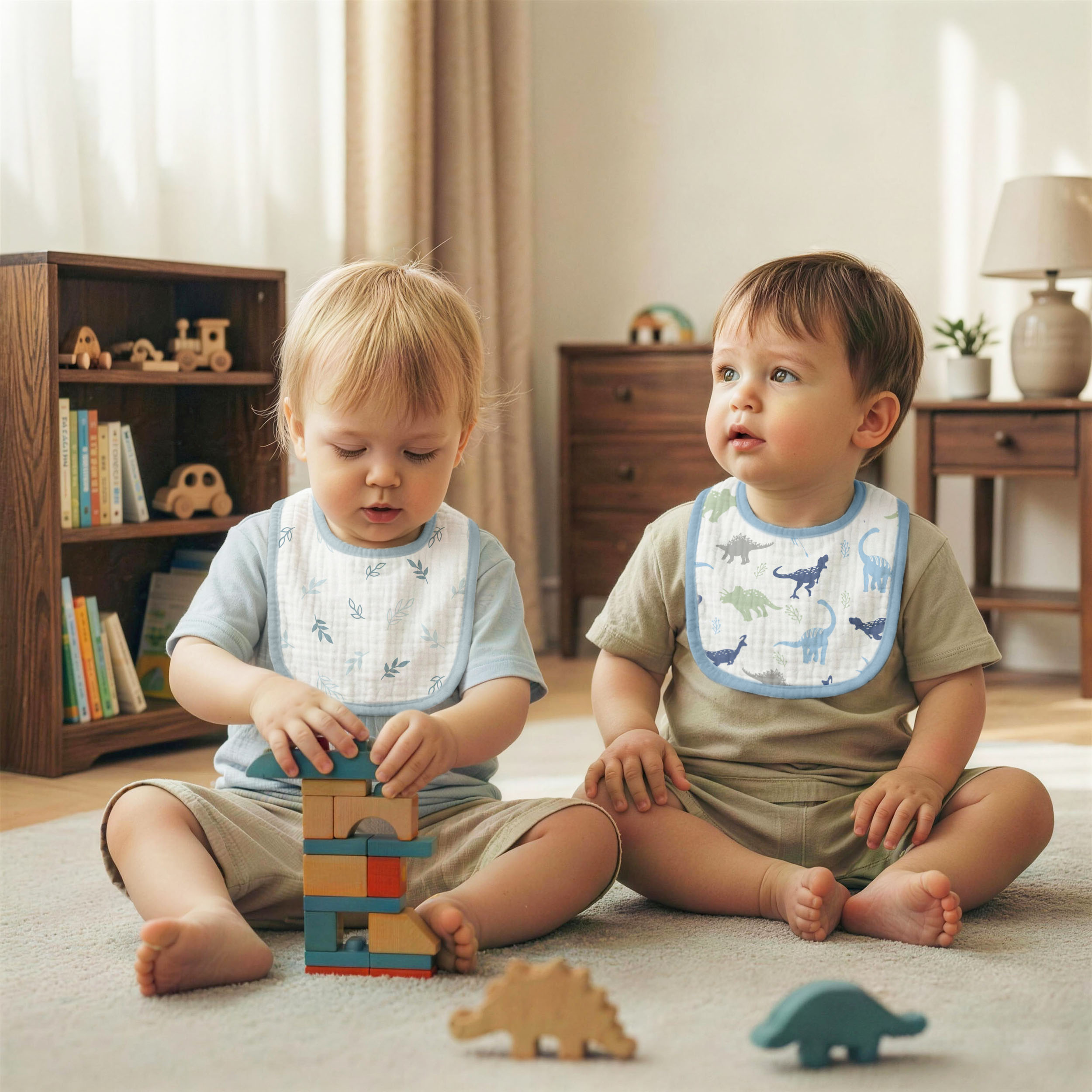 My Dino Pals | baby muslin bibs 6 pack | 0-36 months
