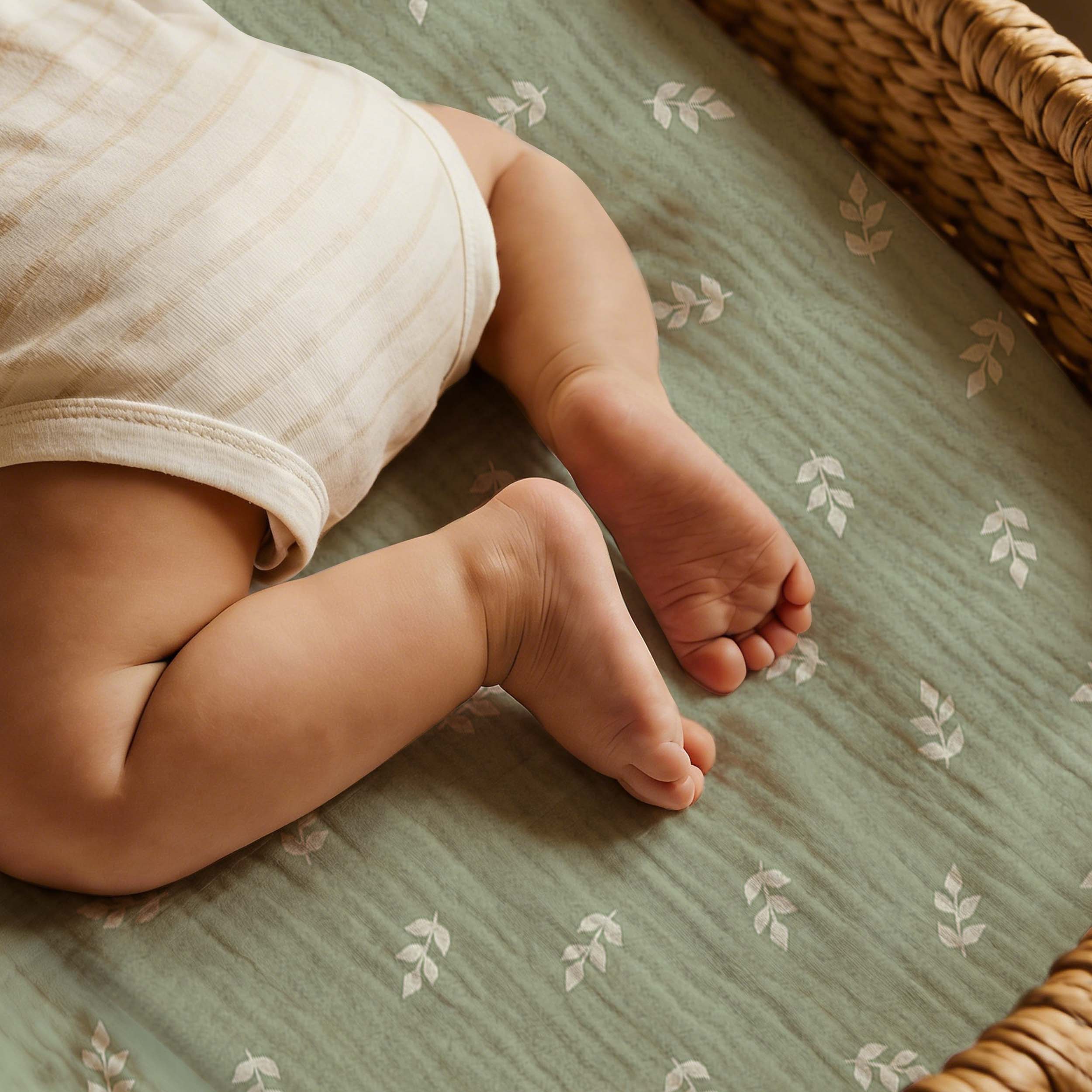 Fern & Woodland Pals | Muslin Bassinet Sheets 3-Pack | 33''*17''