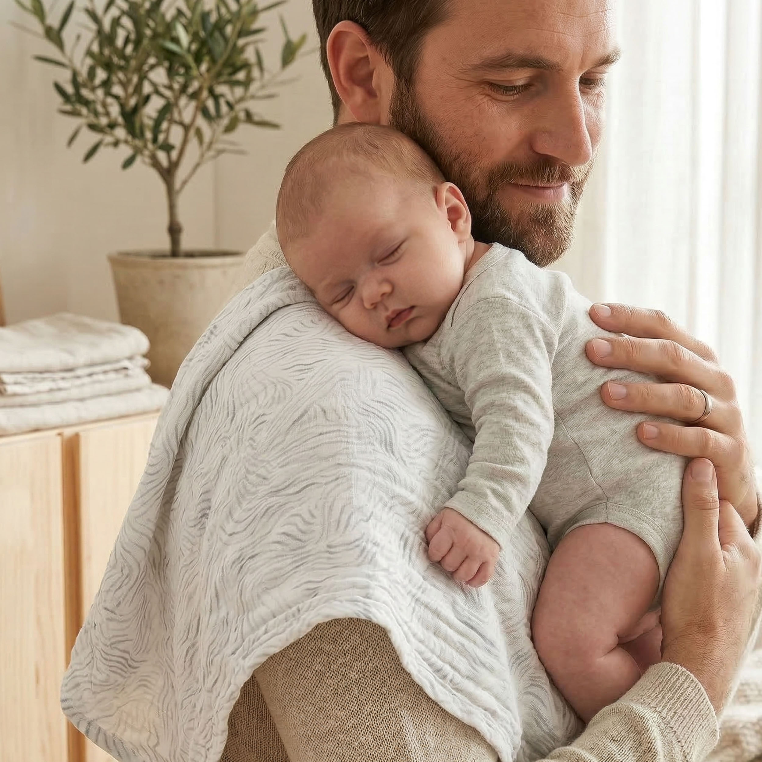 Muslin Swaddle Blankets 6-Pack | 27x27" | Little Dino's Blue Forest