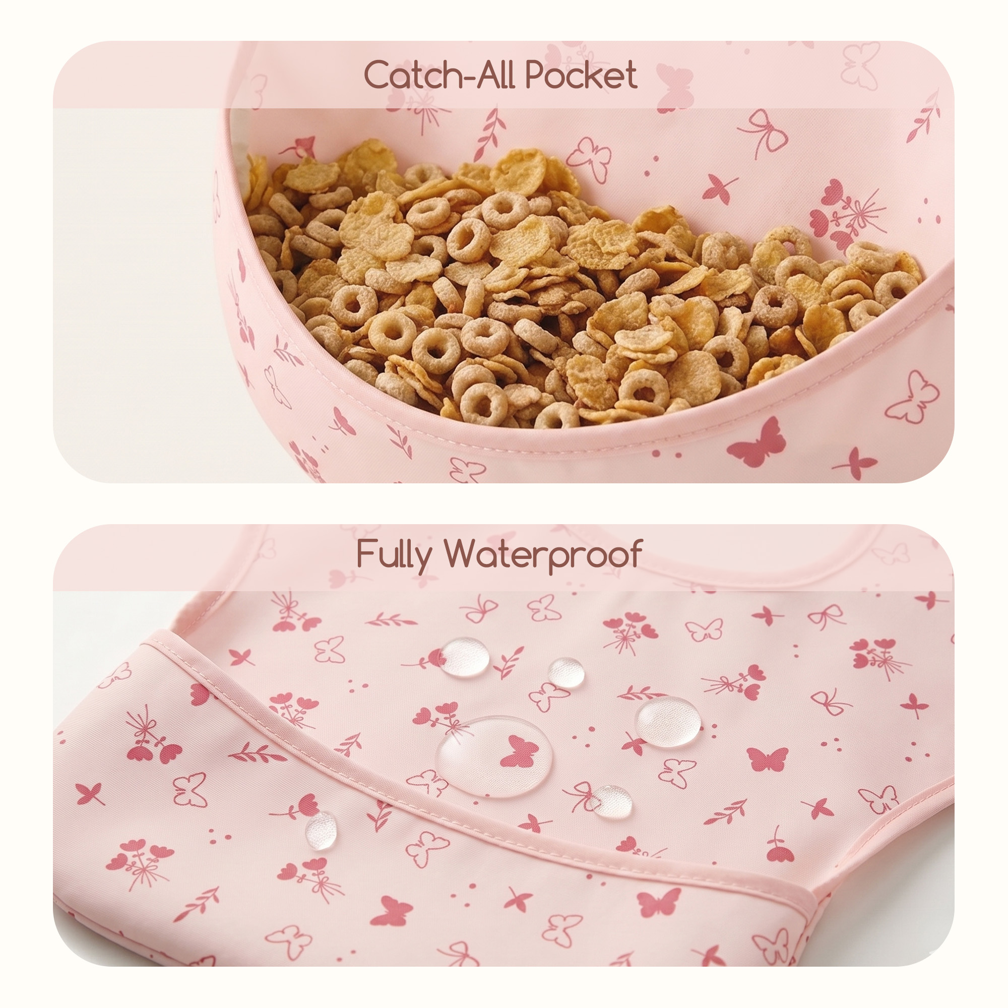 Blush Butterfly Waltz | Gllquen baby Waterproof Bibs 3 Pack | 3-24 Months