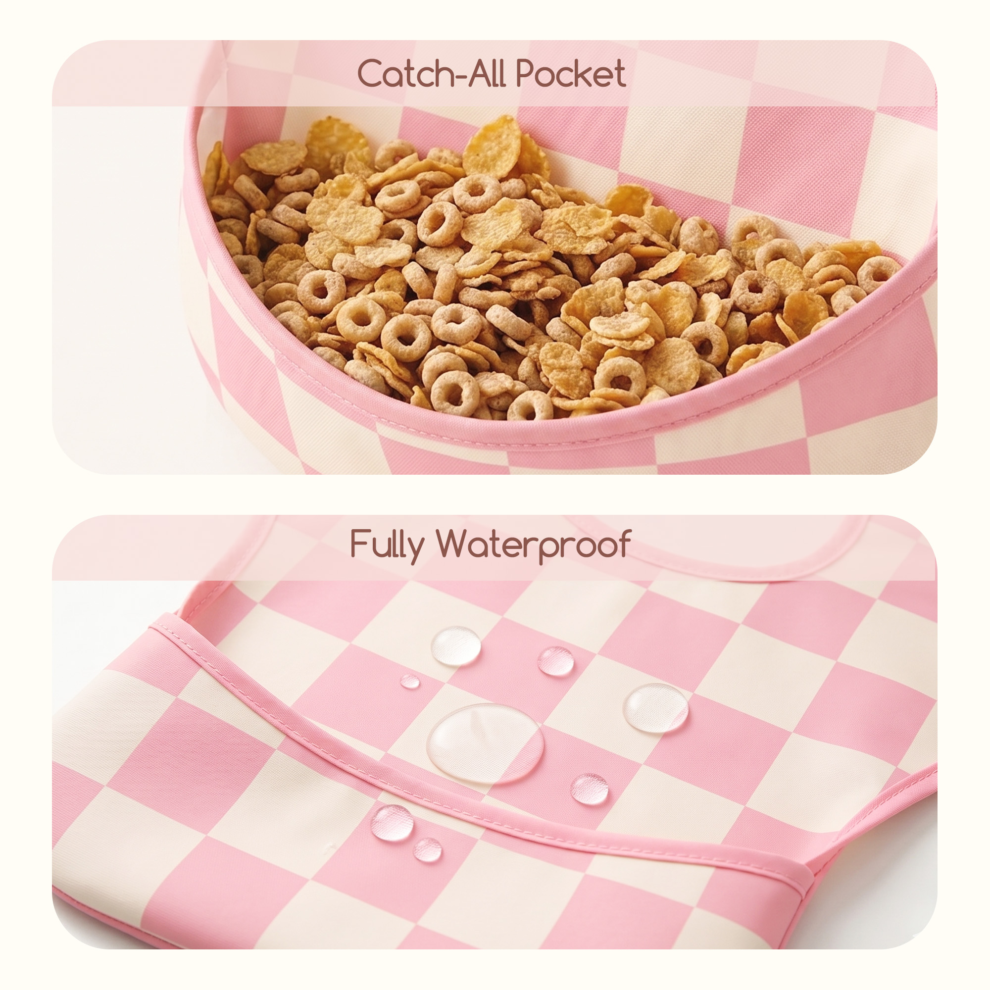 Pink Check & Petal | Gllquen baby Waterproof Bibs 3 Pack | 3-24 Months