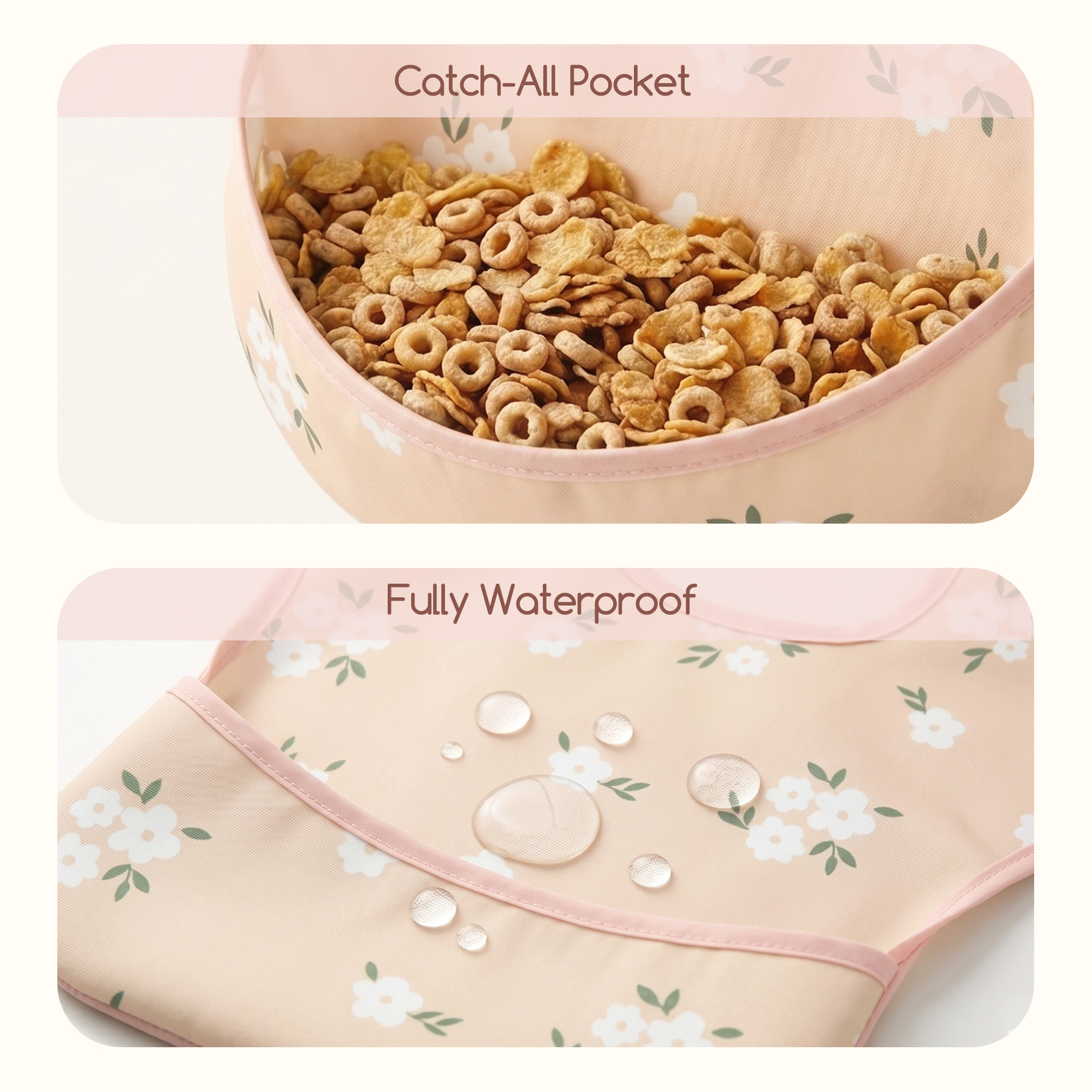 Sage Flora Whisper | Gllquen baby Waterproof Bibs 3 Pack | 3-24 Months