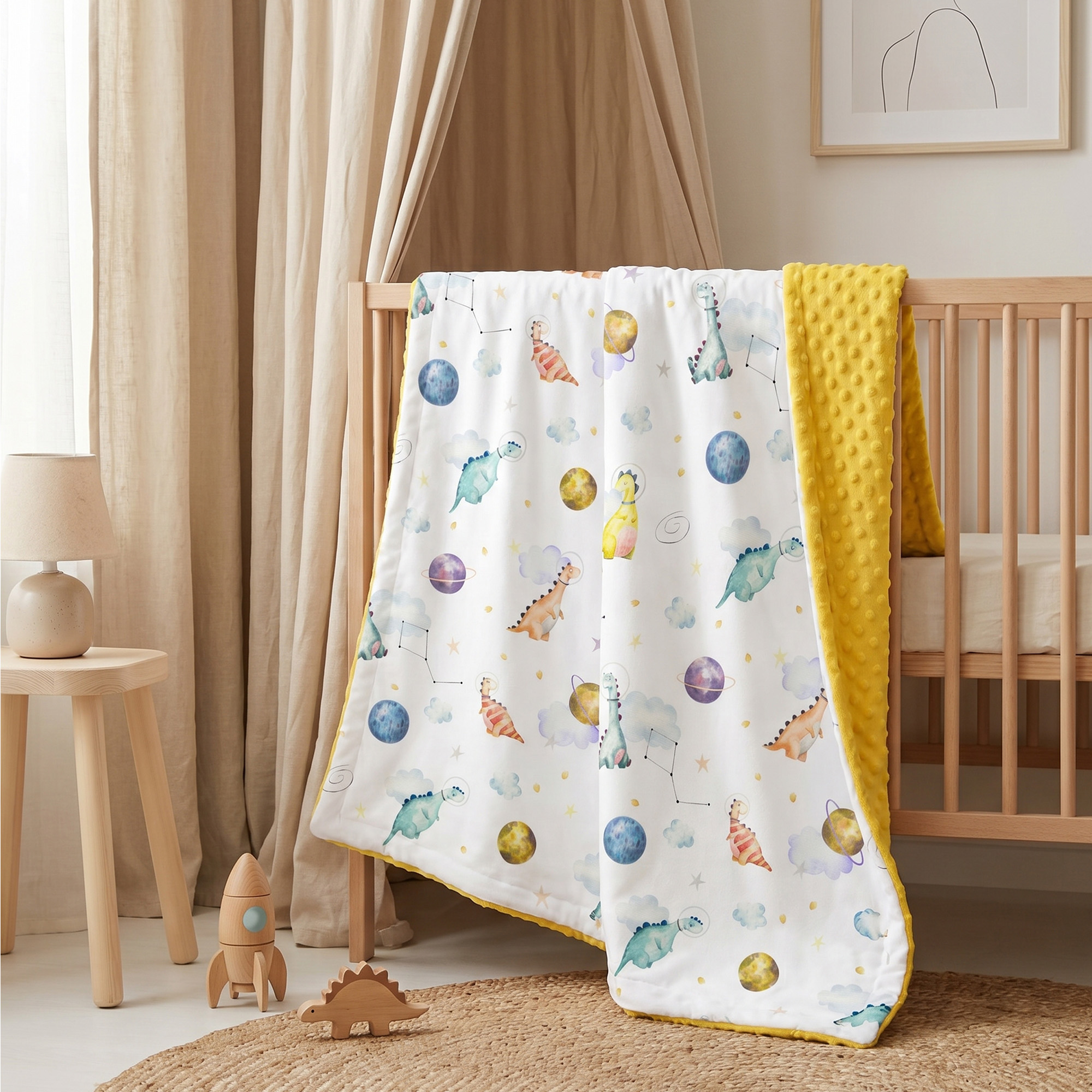 Dinosaur Space Explorer | Fleece Plush Dot Blanket | 30''*40''