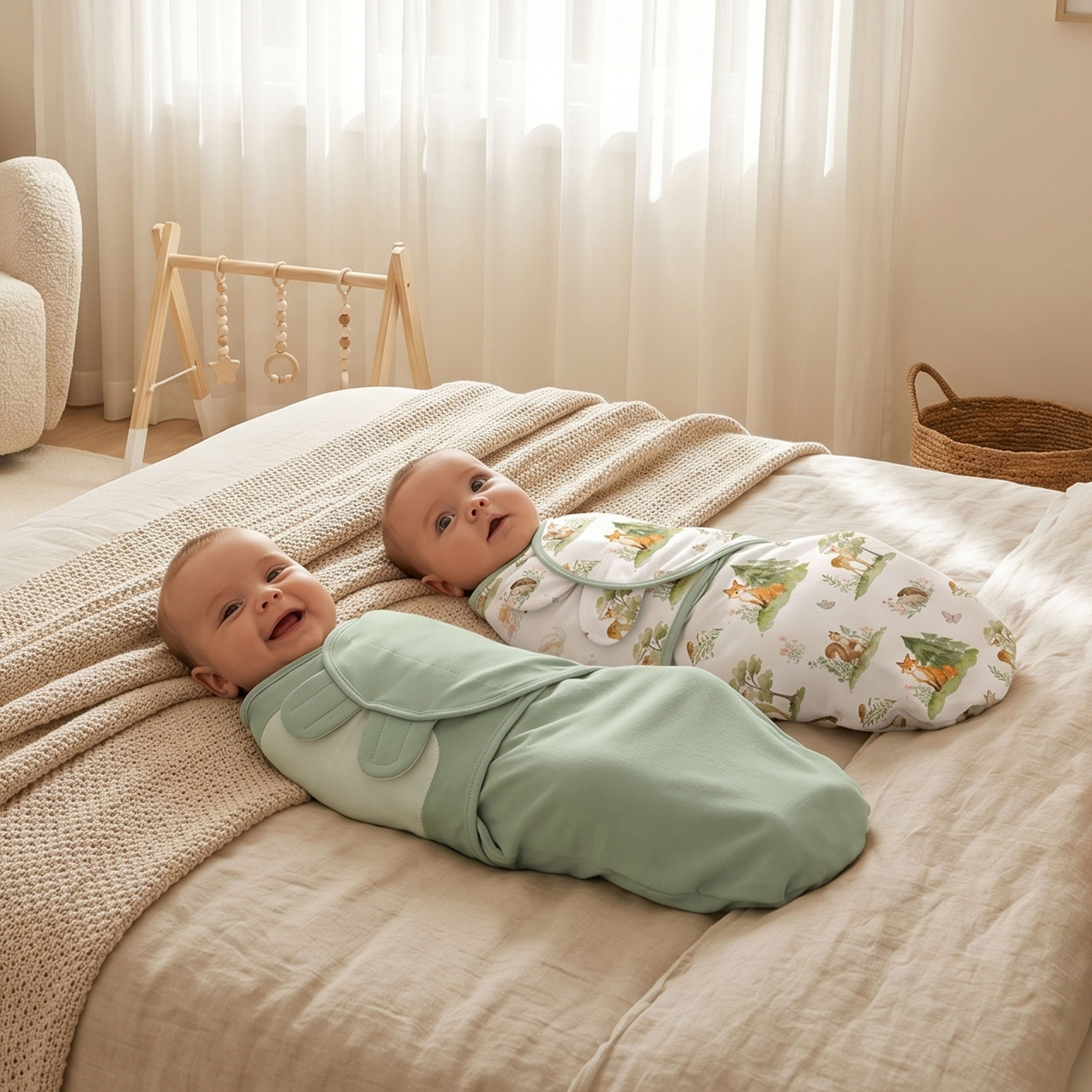  Green Forest Fox  | Baby Swaddle 2-Pack | 0-3 Months
