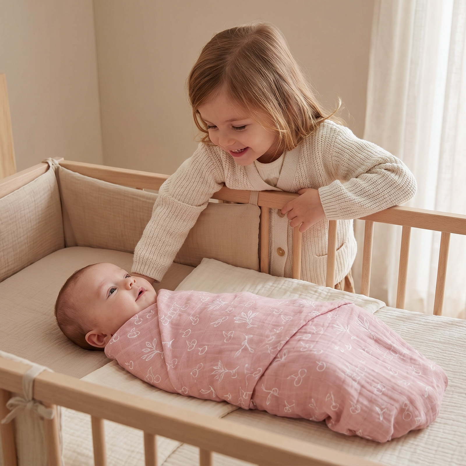 Muslin Swaddle Blankets 4-Pack | 31.5x43.3" | Vintage Bunny Botanicals