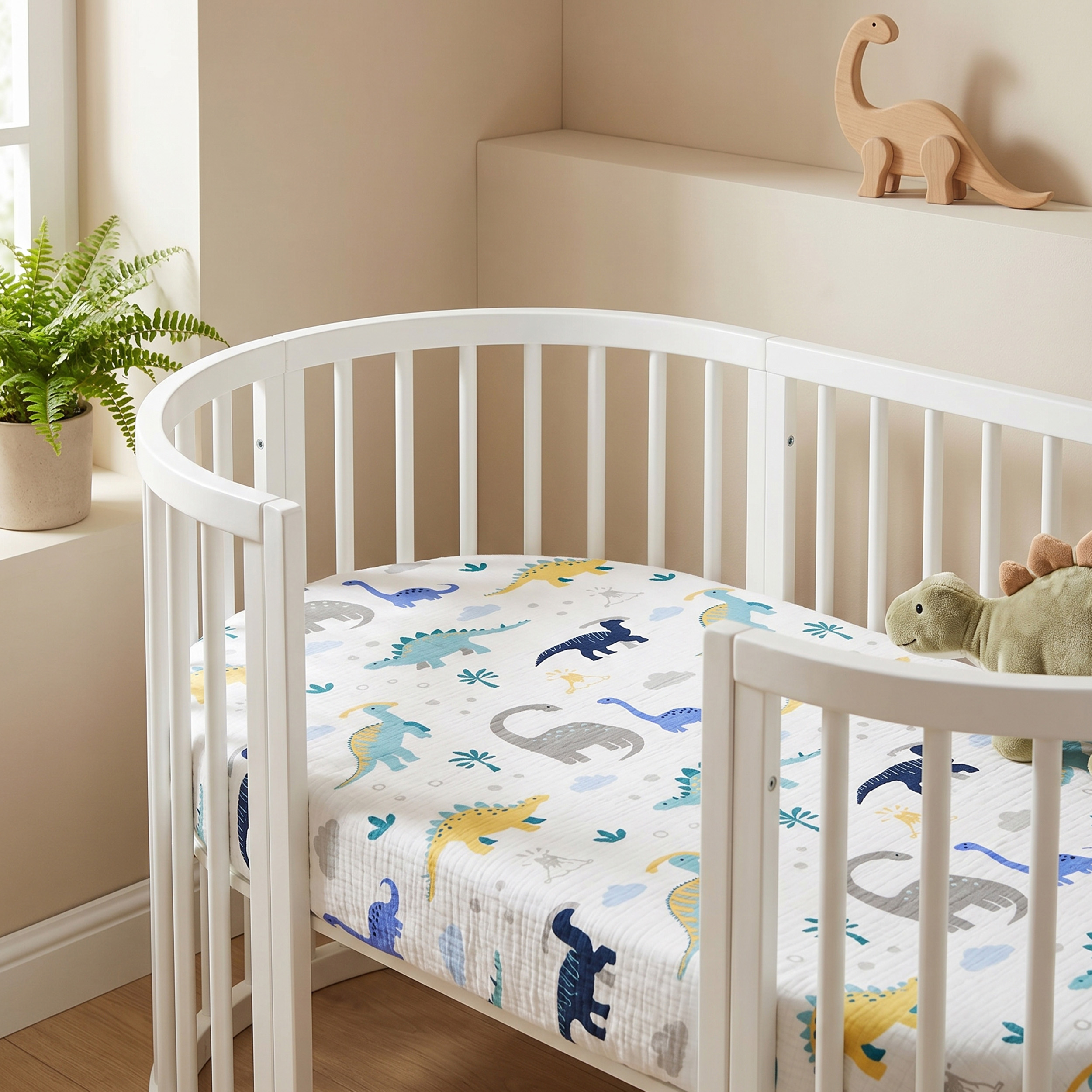 Tropical Dino  Print | Muslin Bassinet Sheets 3-Pack | 33''*17''