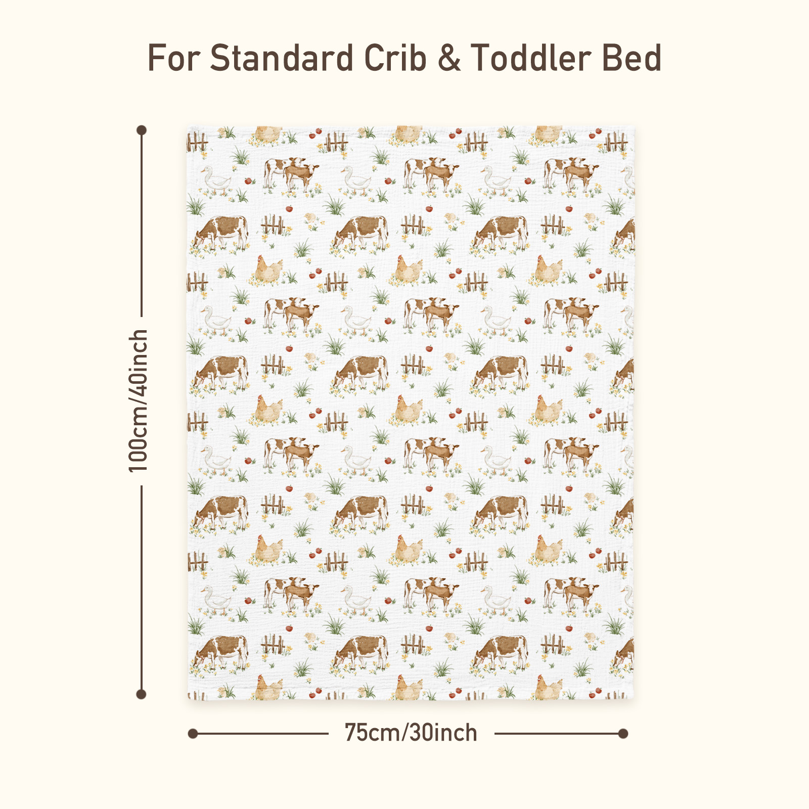 Country Farm | Muslin and Fleece Plush Dot Blanket | 30''*40''