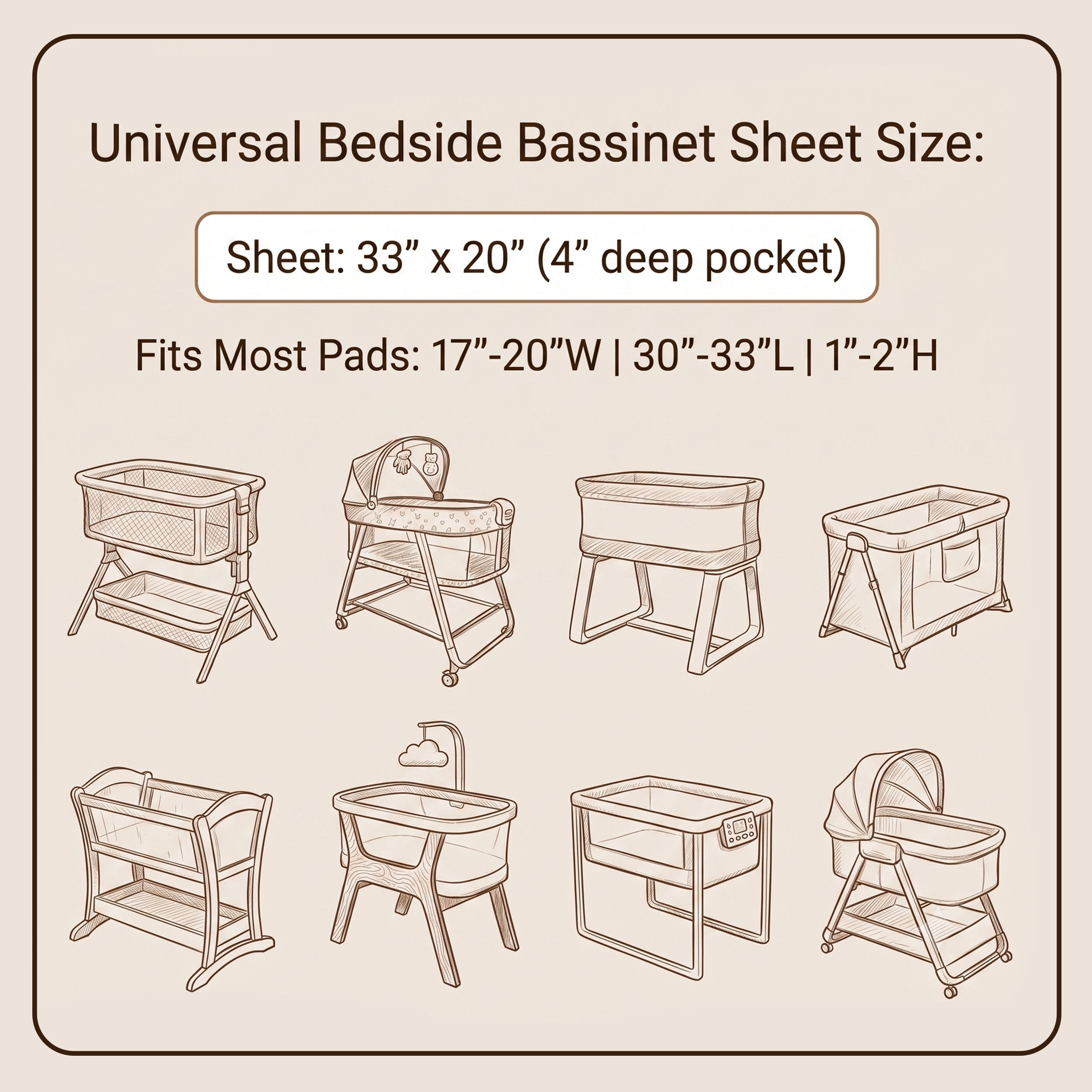 Elegant Rose Oat | Muslin Bassinet Sheet 2-Pack | 33''*20''
