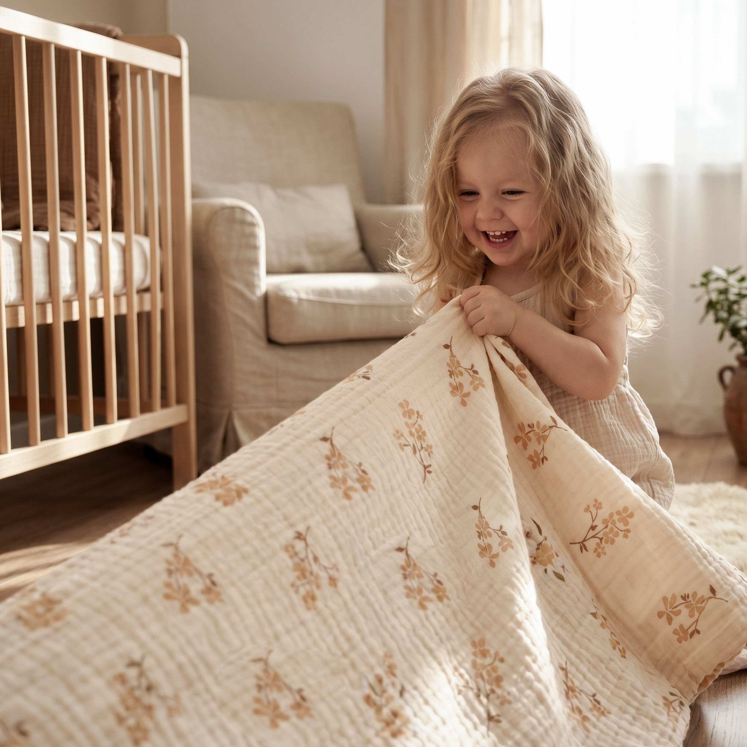 Muslin Swaddle Blankets 3-Pack | 38"x40" | Rustic Meadow Floral