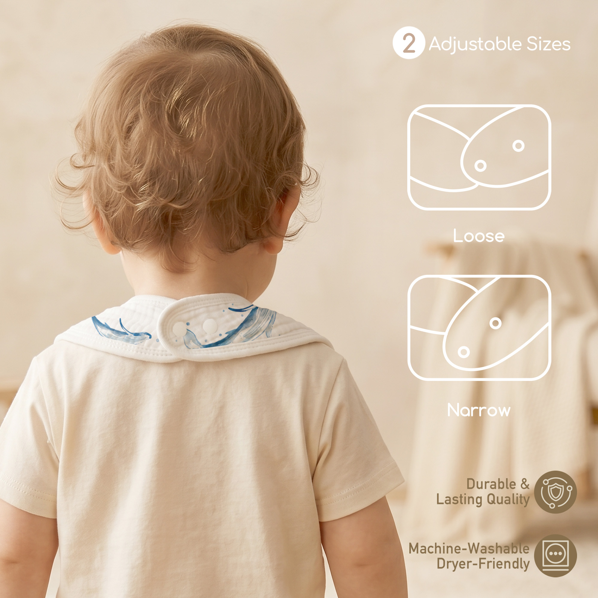 Ocean Whale Chart | Baby Muslin Bibs 6 Pack | 0-36 Months