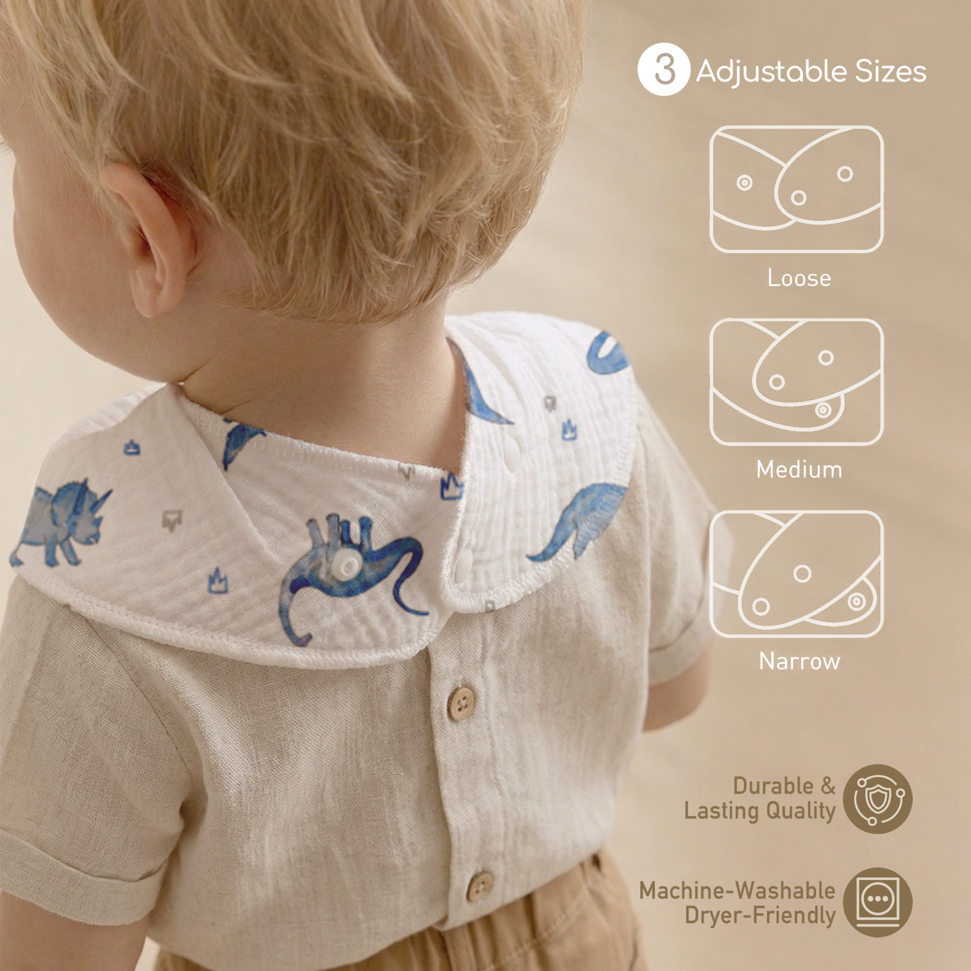 Blue Dino Plaid | Soft & Absorbent Muslin Bandana Bibs 10 Pack