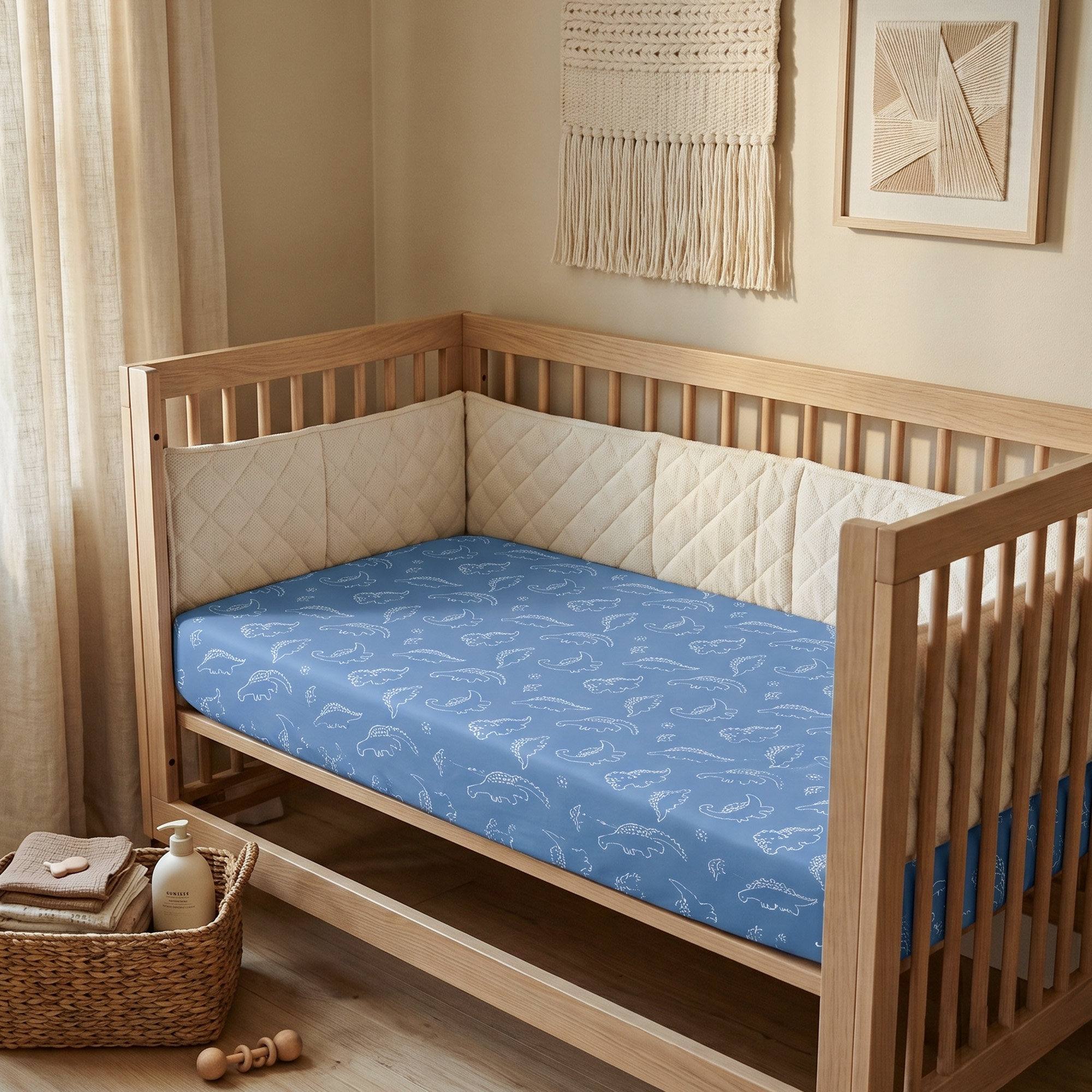 Blue Dino Explorer | Soft Microfiber Baby Crib Sheets 3 Pack