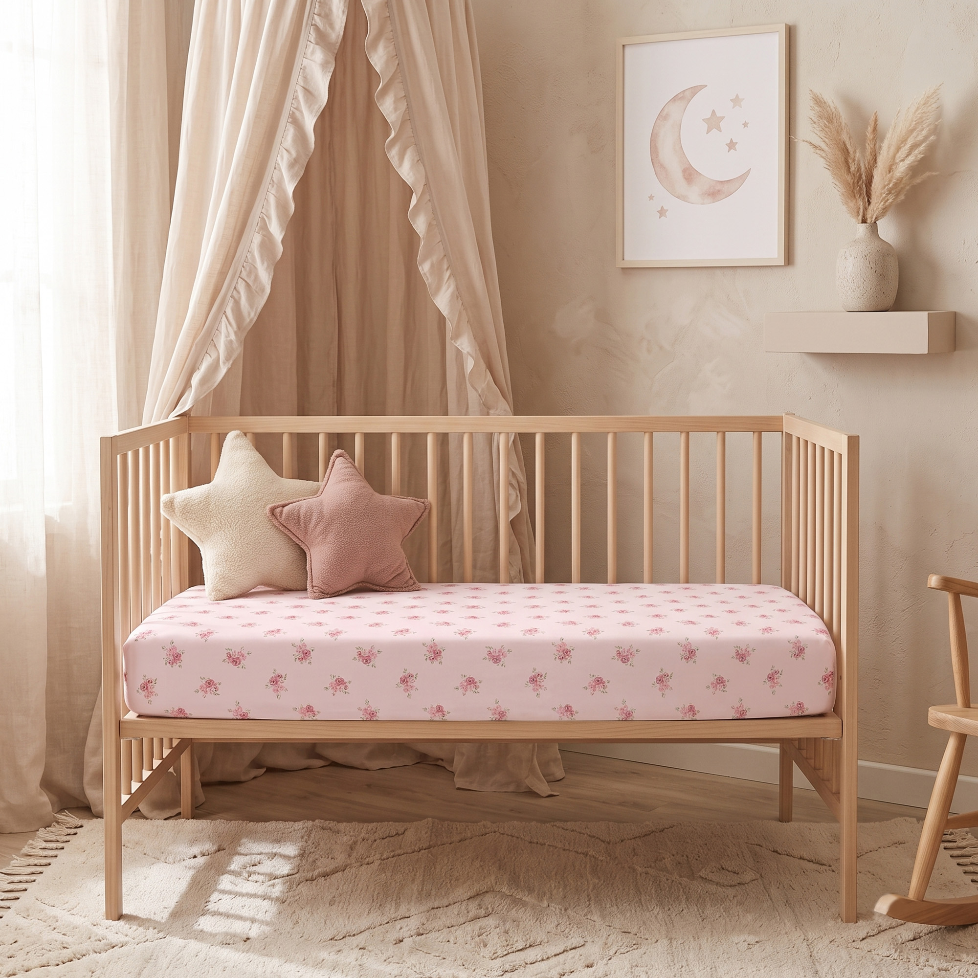 Dainty Blush Meadow | Soft Microfiber Baby Crib Sheets 3 Pack