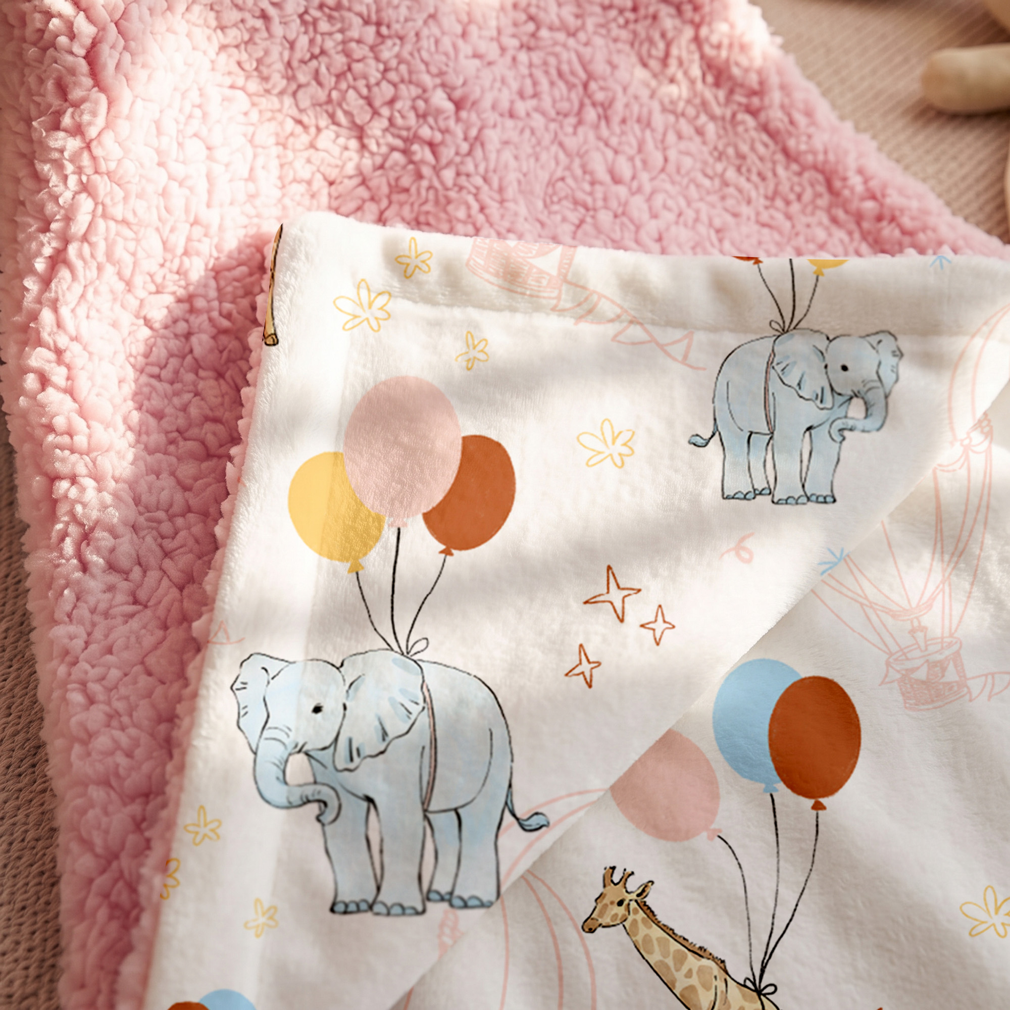 Pink Safari Party | plush baby blanket | 30''*36''