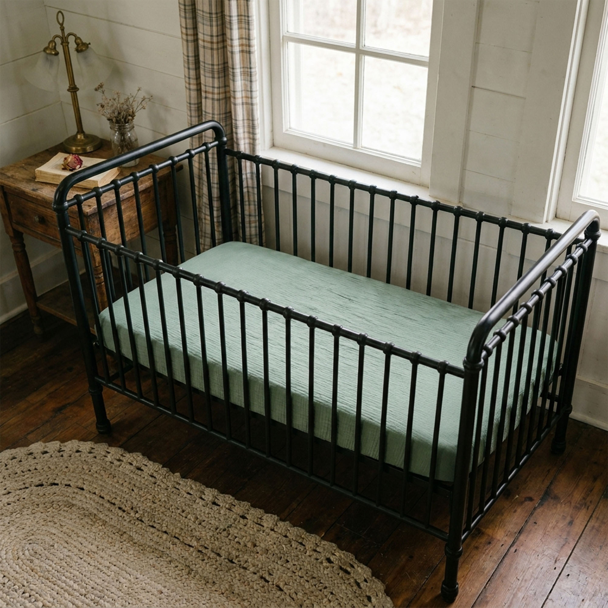 Sage Dainty Sprout | Muslin Crib Sheets 2-Pack | 52''*28''