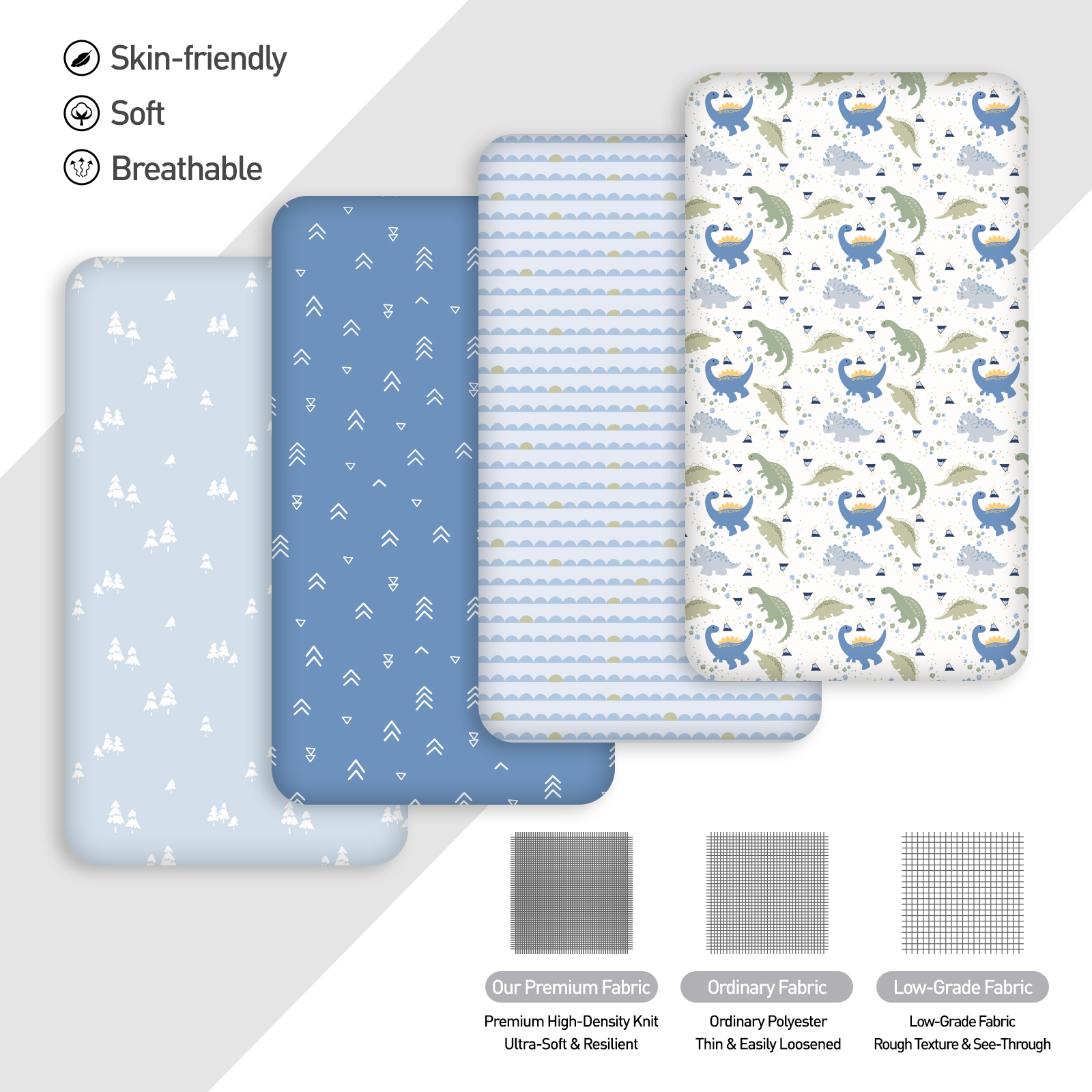 Blue Dino Woods | Fitted Sheets 4-Pack