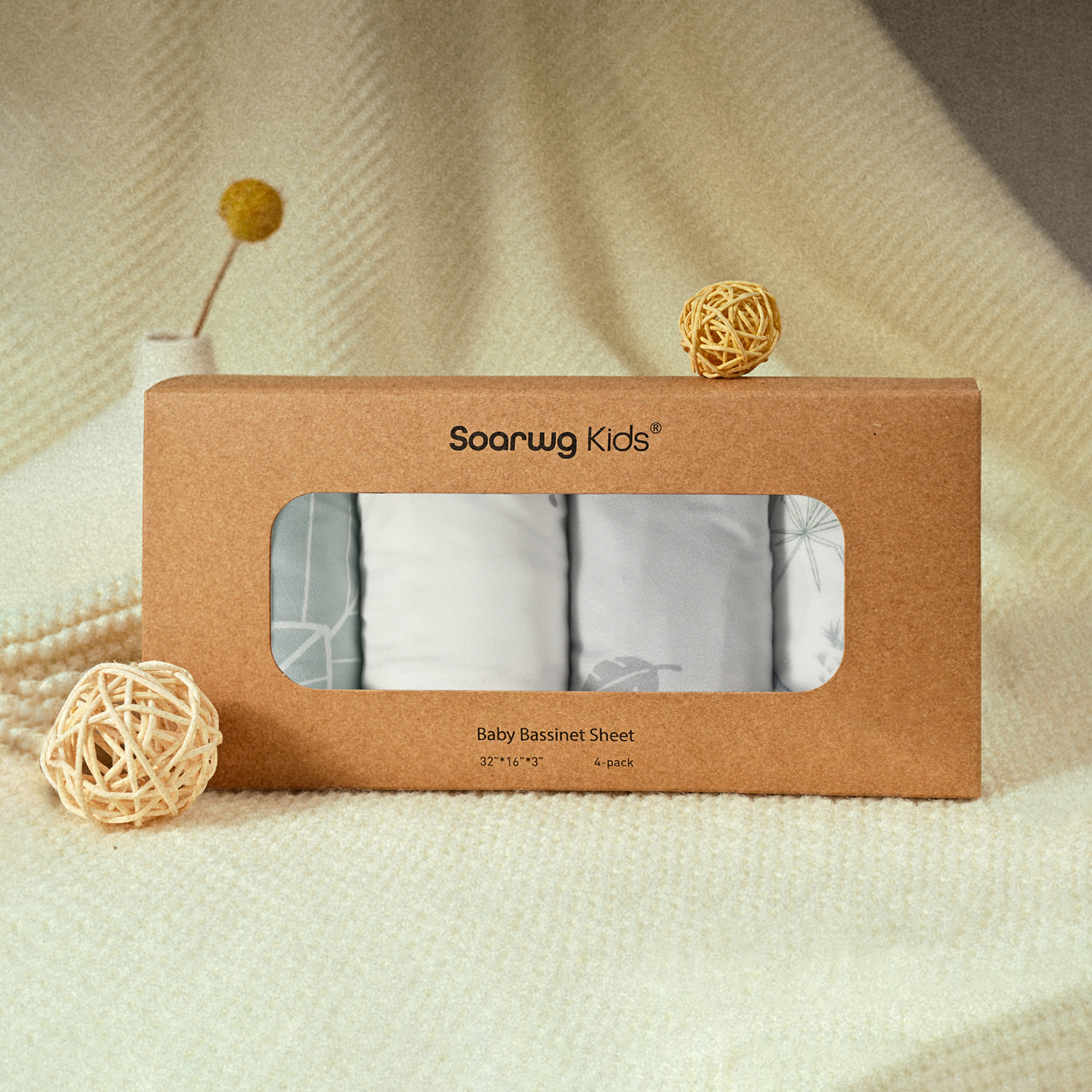 Dinosaur Fossil | Bassinet Sheets 4-Pack | 16''*32''